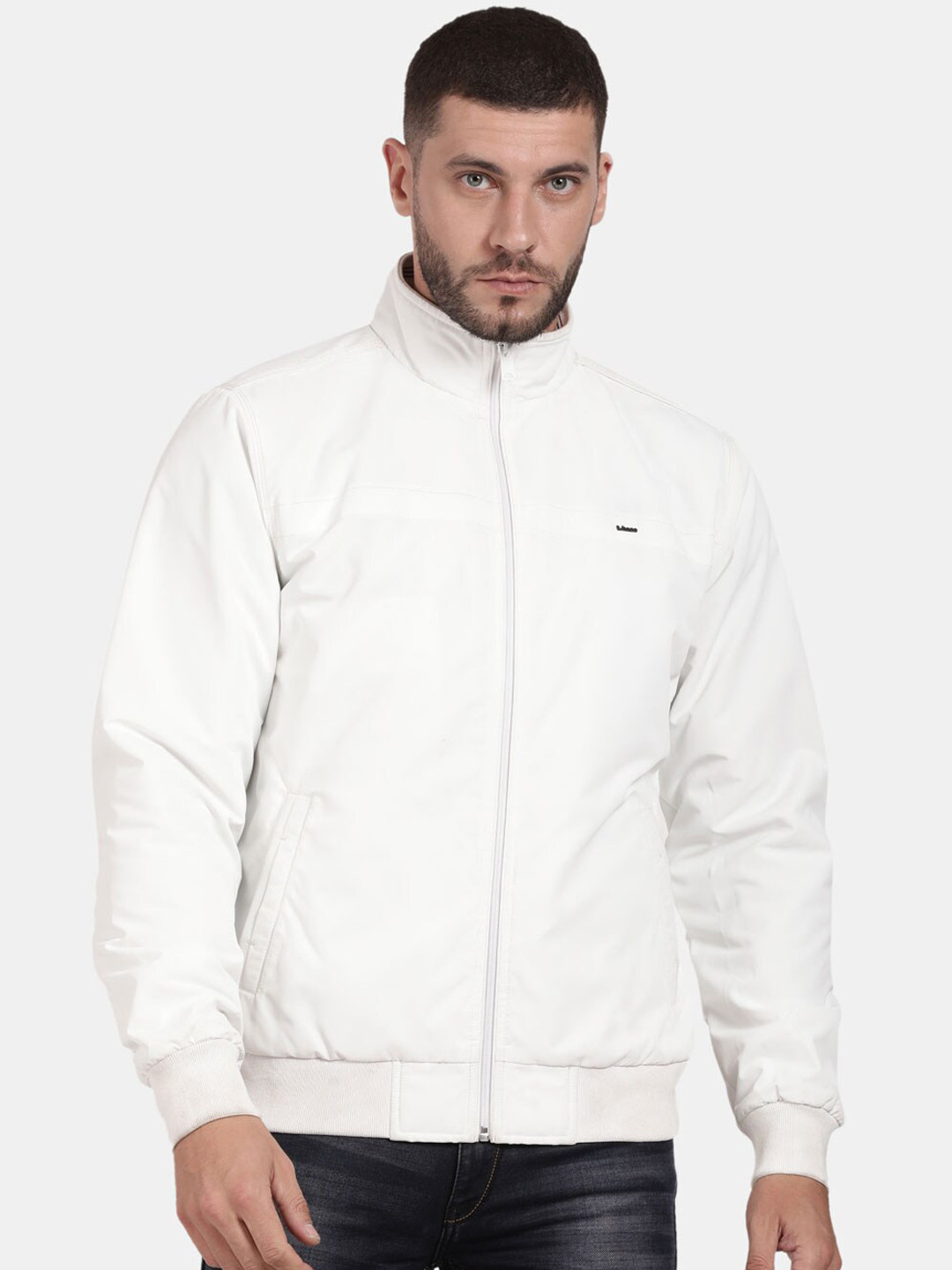 

t-base Men Off White Windcheater Bomber Jacket