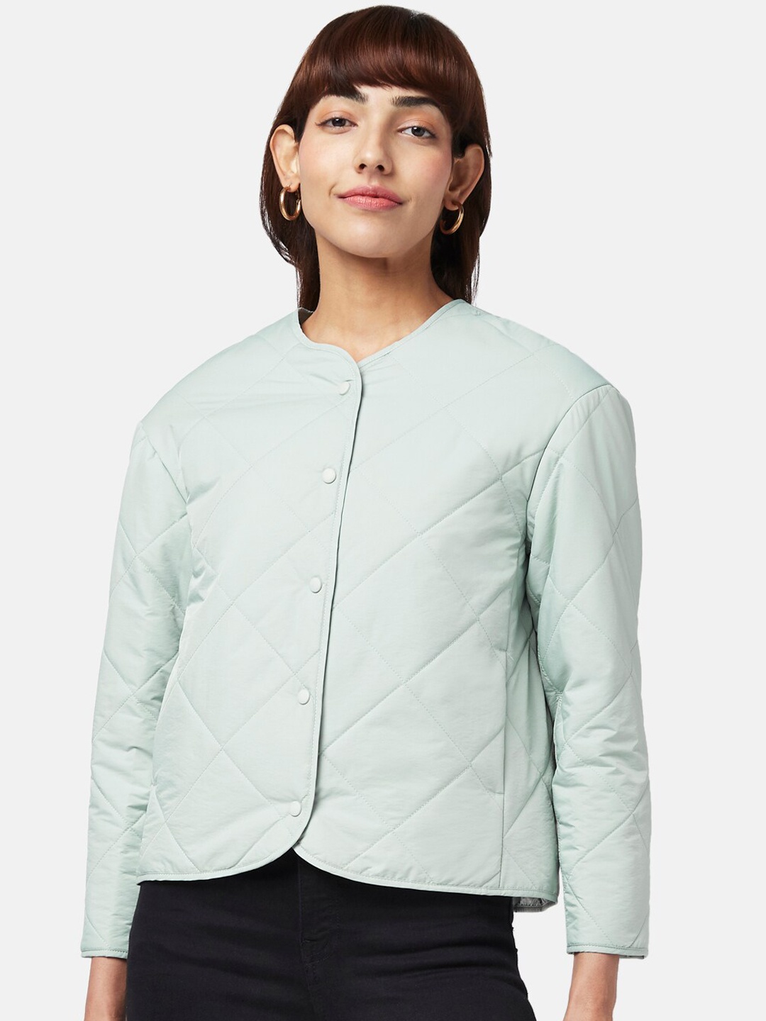 

Honey by Pantaloons Women Green Quilted Jacket