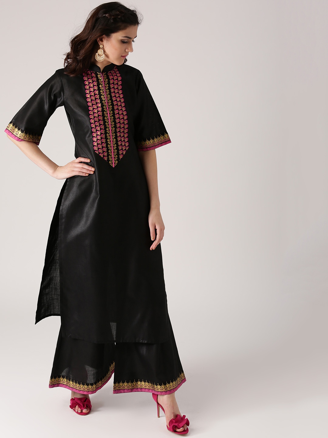 

Libas Women Black Printed Kurta with Palazzos