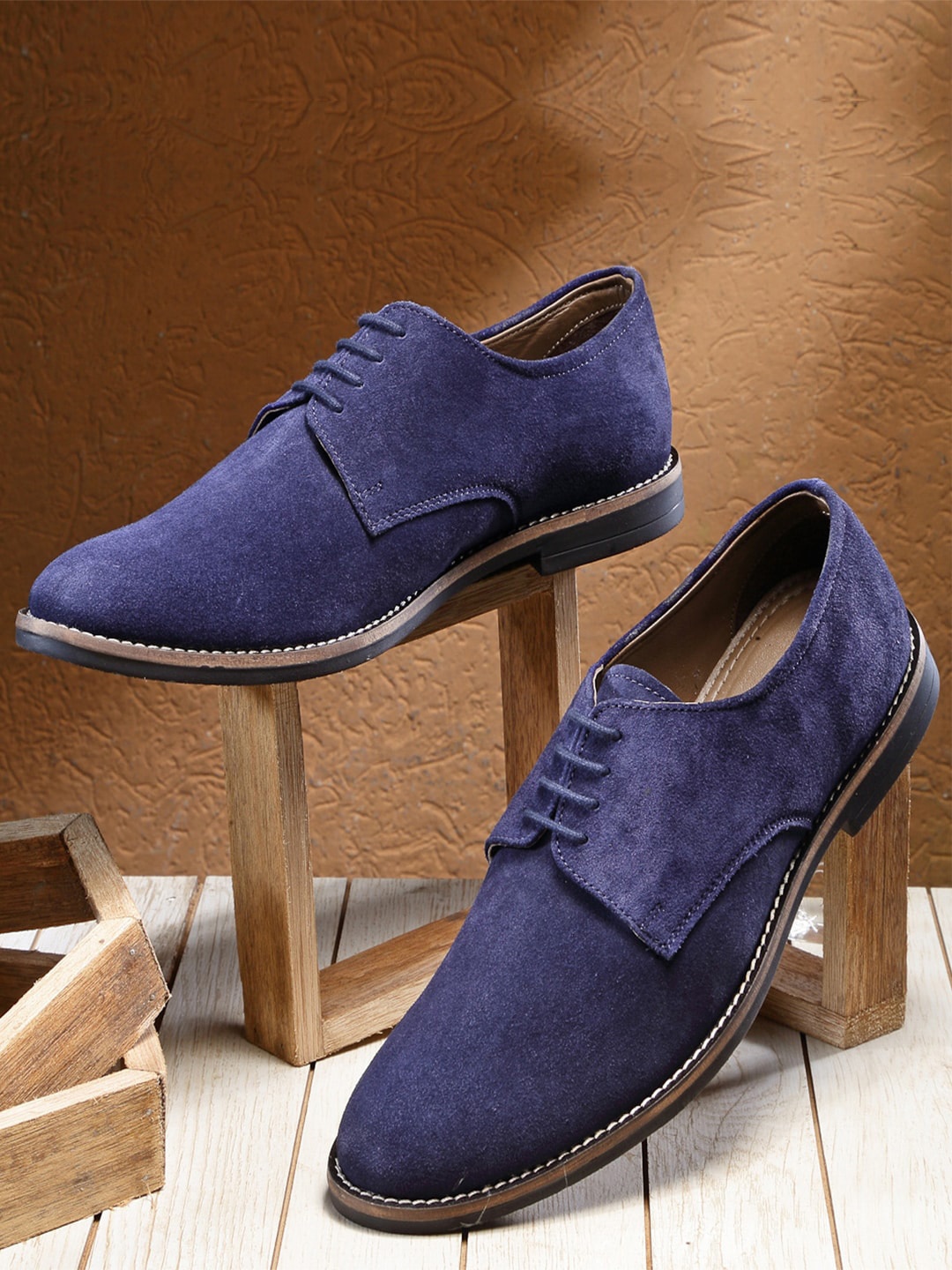 

LOUIS STITCH Men Blue Suede Lightweight Derbys