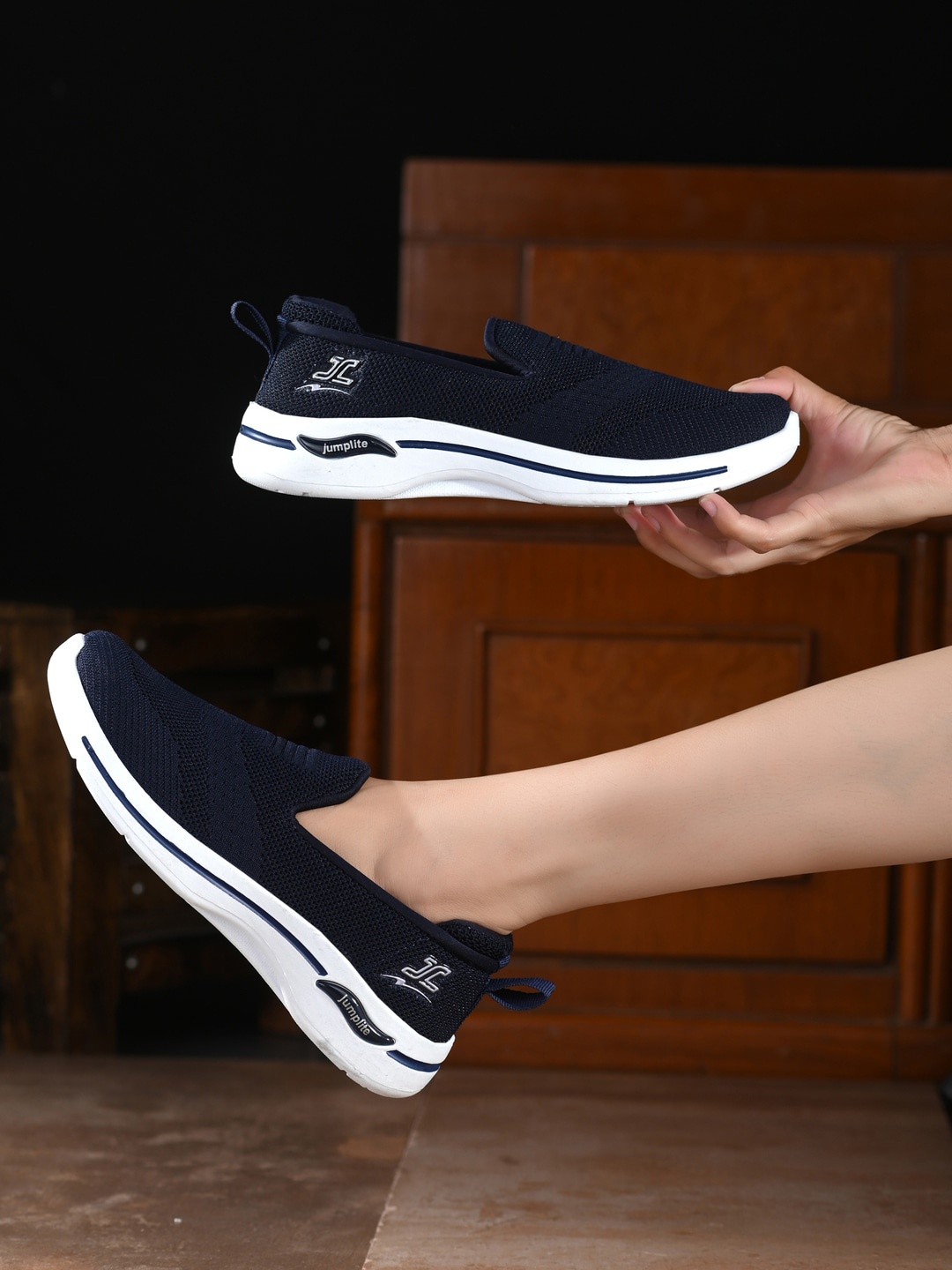 

Layasa Women Blue Printed Slip-On Sneakers