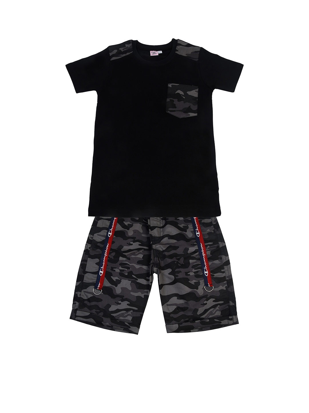 

POMY & JINNY Boys Black & Grey T-shirt with Shorts