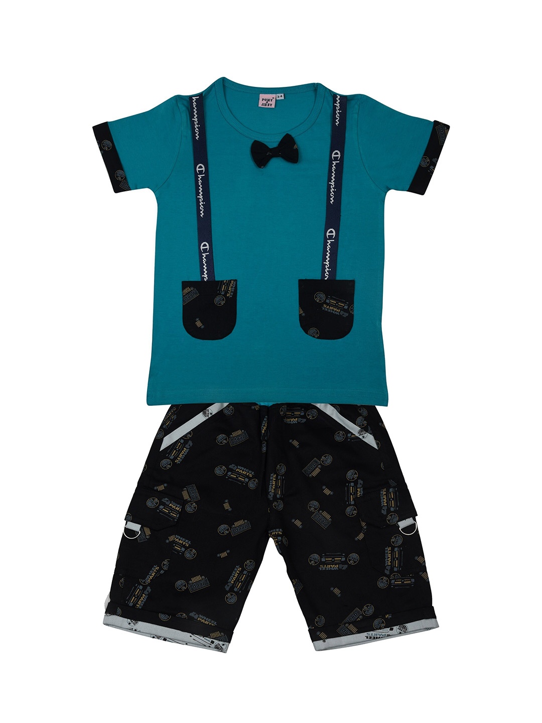 

POMY & JINNY Boys Teal & Blue T-shirt with Shorts