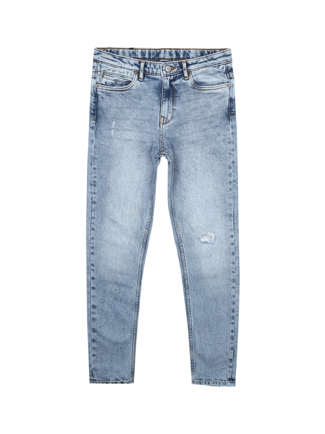 

Peter England Boys Blue Skinny Fit Mildly Distressed Heavy Fade Cotton Jeans