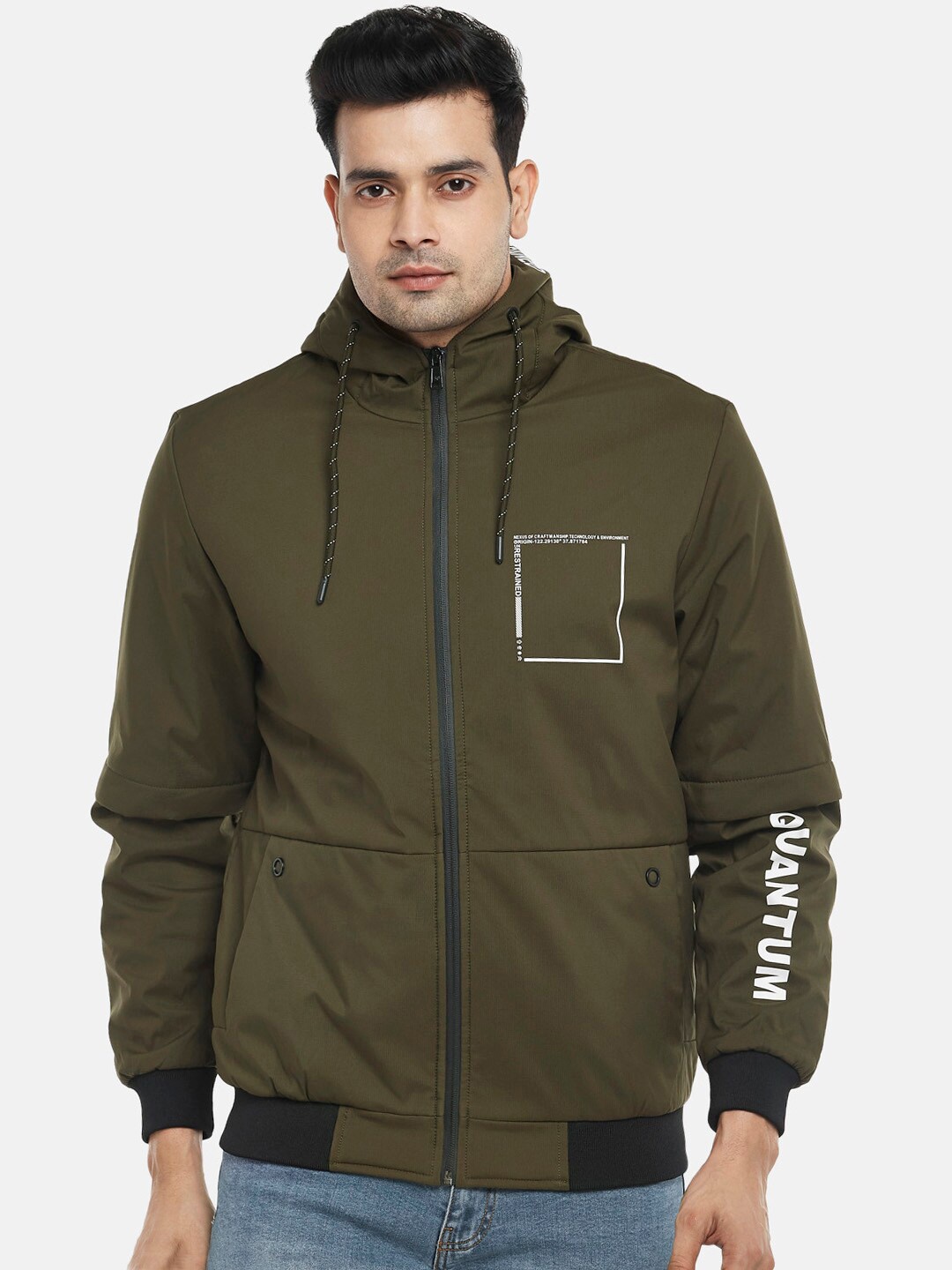 

SF JEANS by Pantaloons Men Olive Green Bomber Jacket