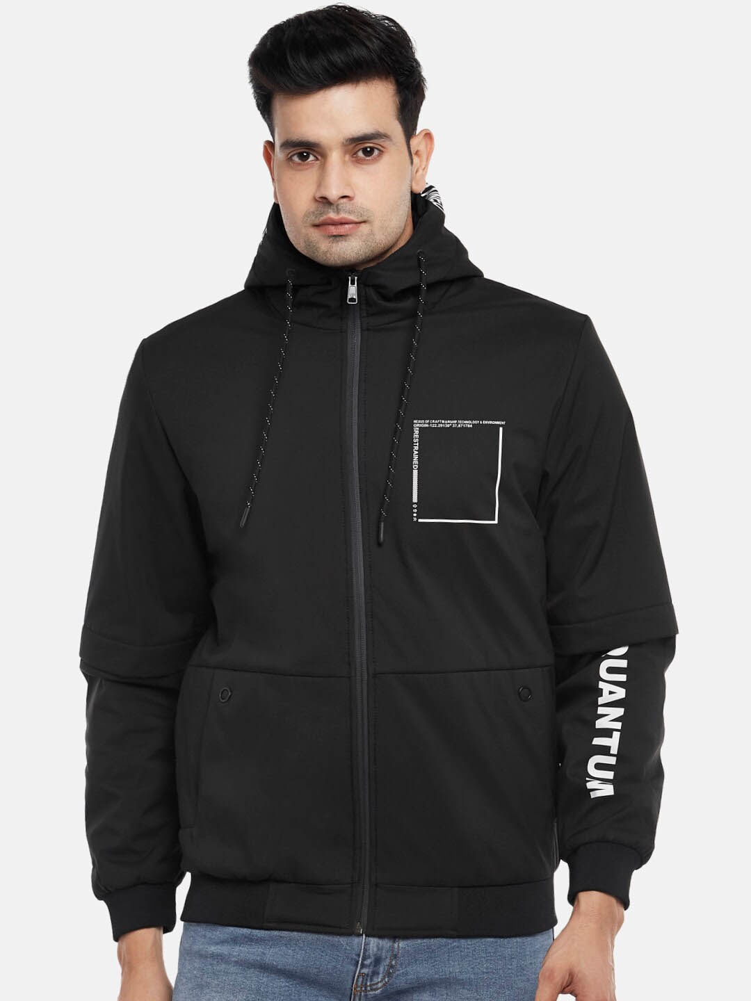 

SF JEANS by Pantaloons Men Black Bomber Jacket