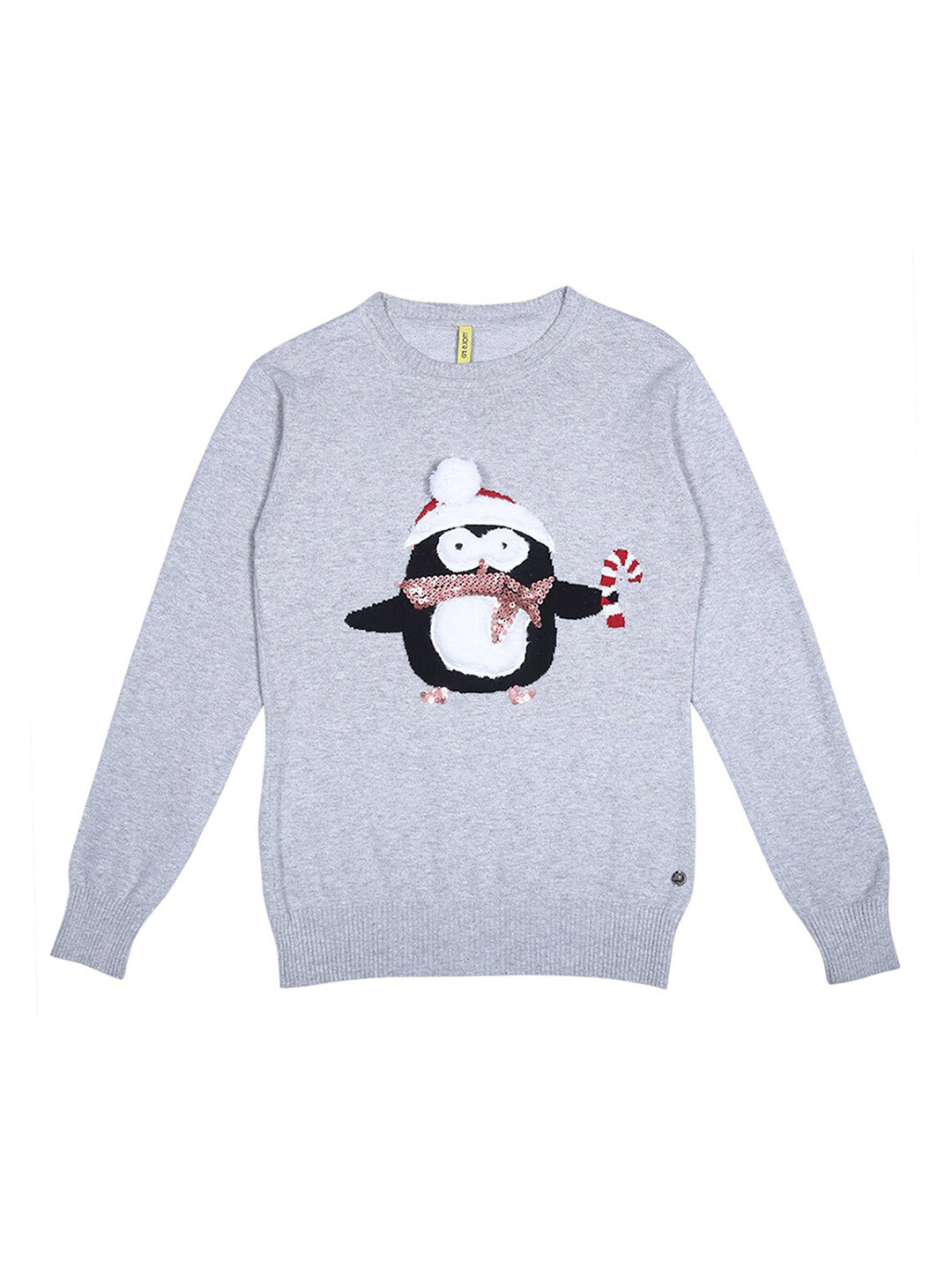 

Gini and Jony Girls Grey & Black Wool Pullover with Embellished Detail