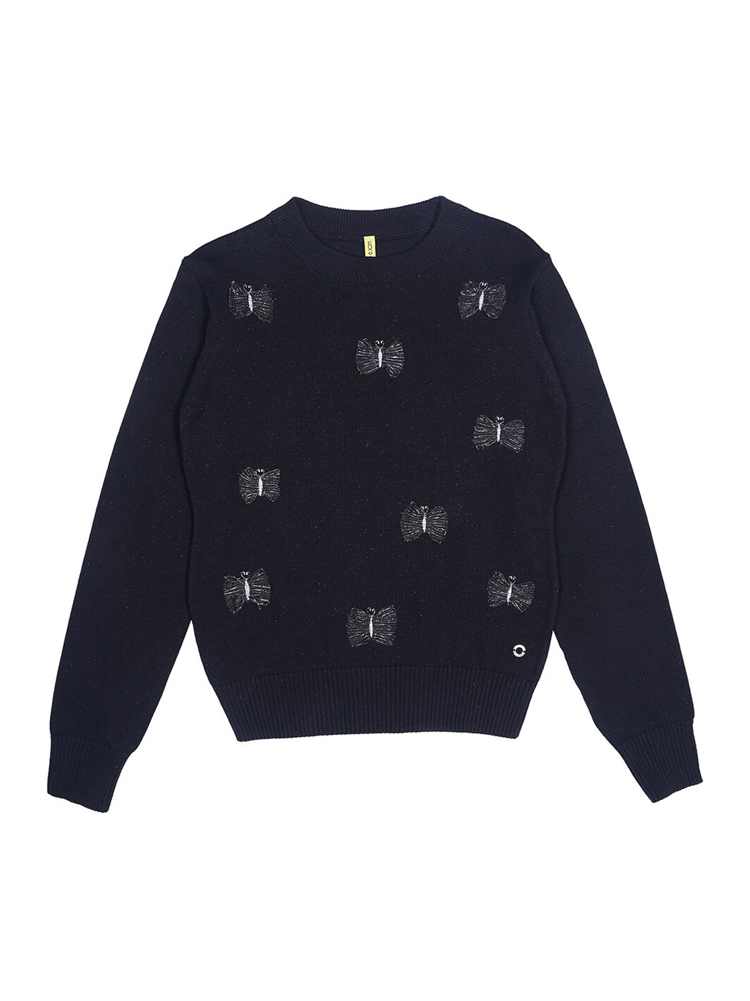 

Gini and Jony Girls Black Wool Pullover with Embroidered Detail