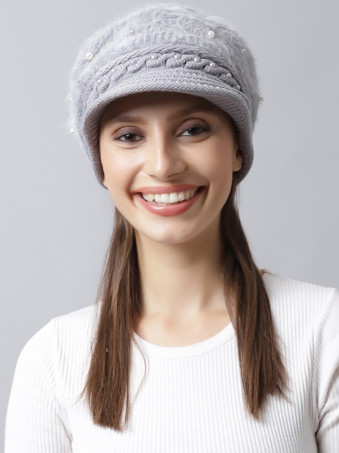 

LOOM LEGACY Women Grey Embellished Acrylic Visor Cap