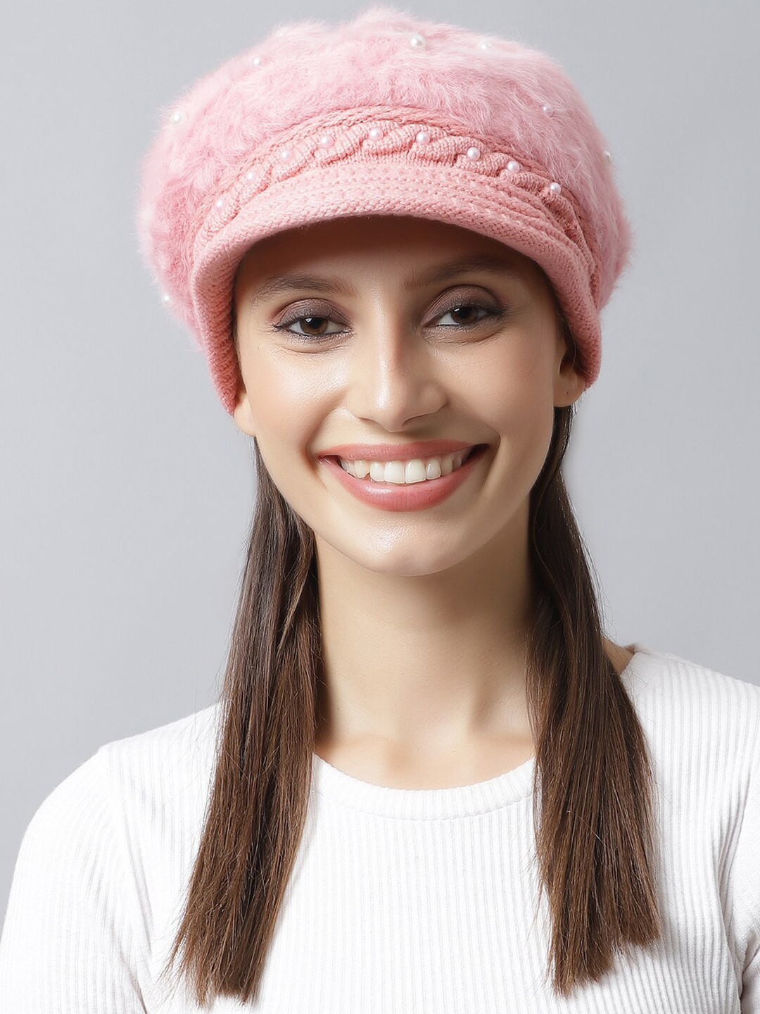 

LOOM LEGACY Women Pink Embellished Acrylic Visor Cap