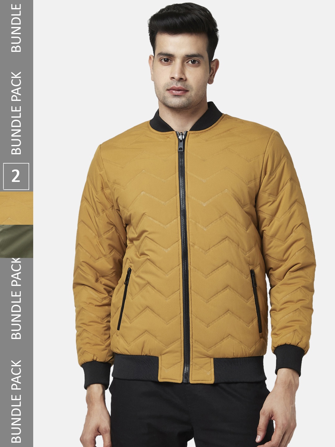 

Urban Ranger by pantaloons Men Mustard Reversible Bomber Jacket