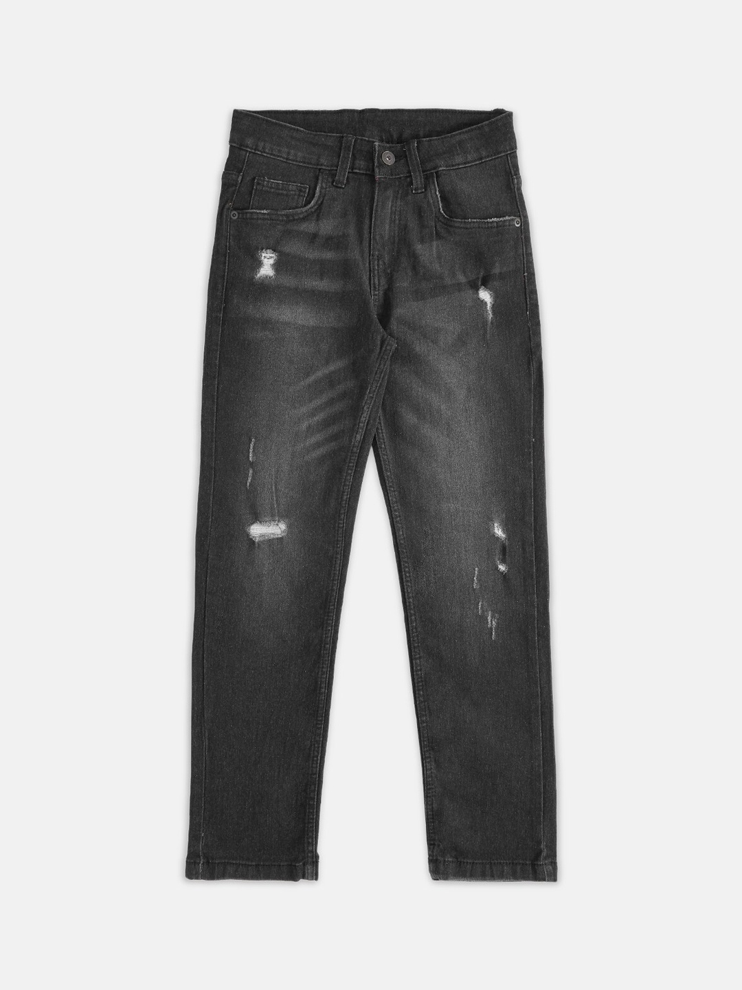 

Pantaloons Junior Boys Black Mildly Distressed Light Fade Cotton Jeans