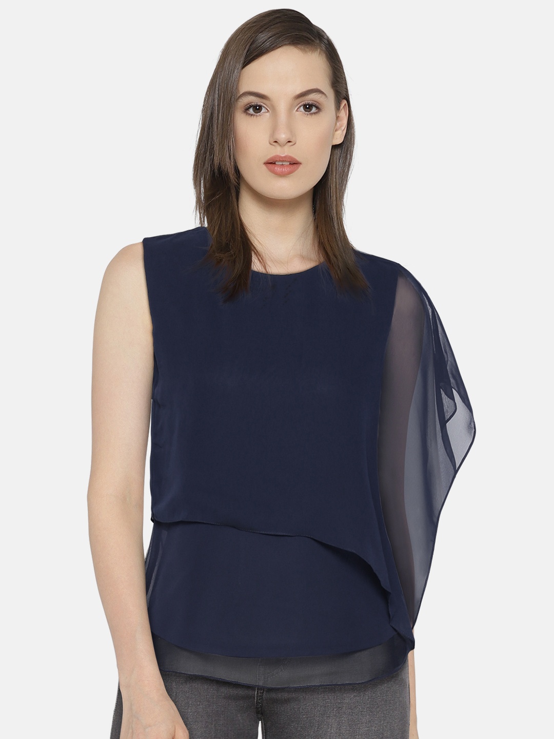 

AND Women Blue Solid Top