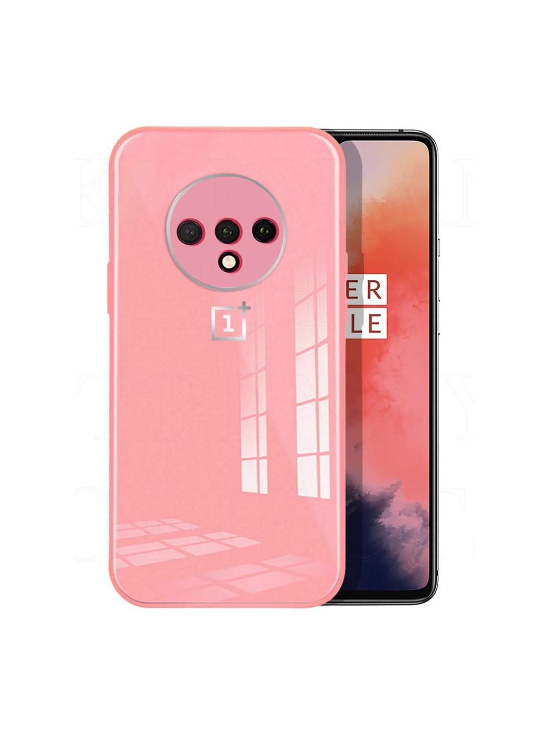 

Karwan Transparent & Pink Solid OnePlus 7T Phone Back Case