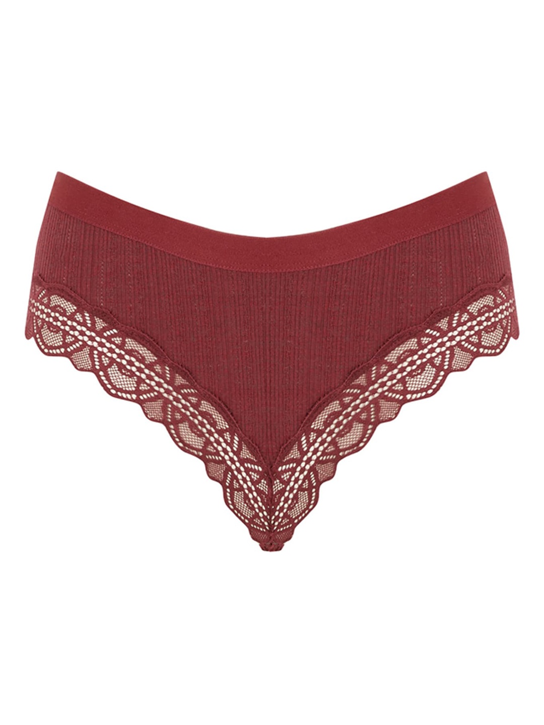 

DeFacto Women Red Solid Lace Basic Briefs