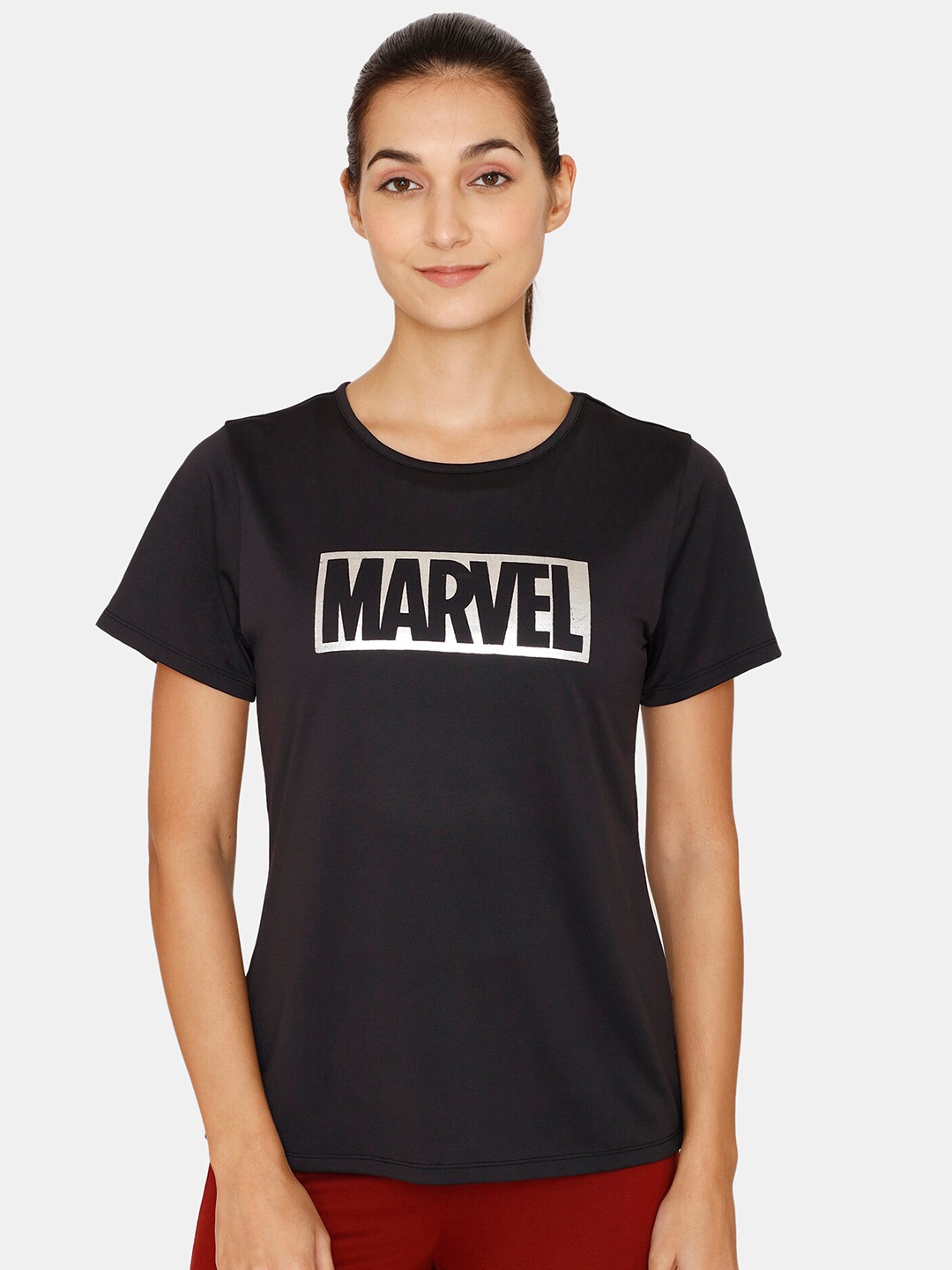 

Zelocity by Zivame Women Black Marvel Printed T-shirt