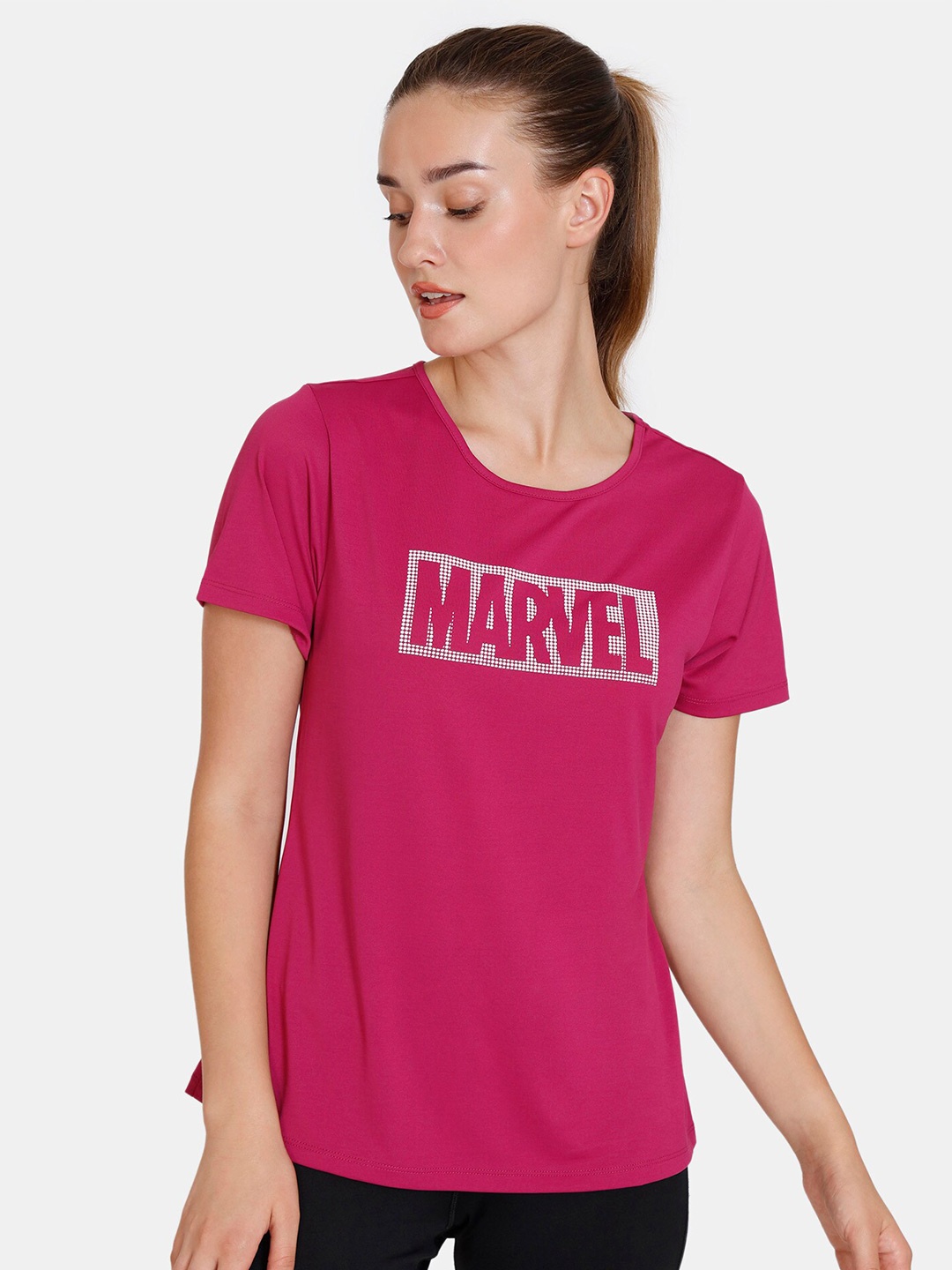 

Zelocity by Zivame Women Pink Marvel Printed T-shirt