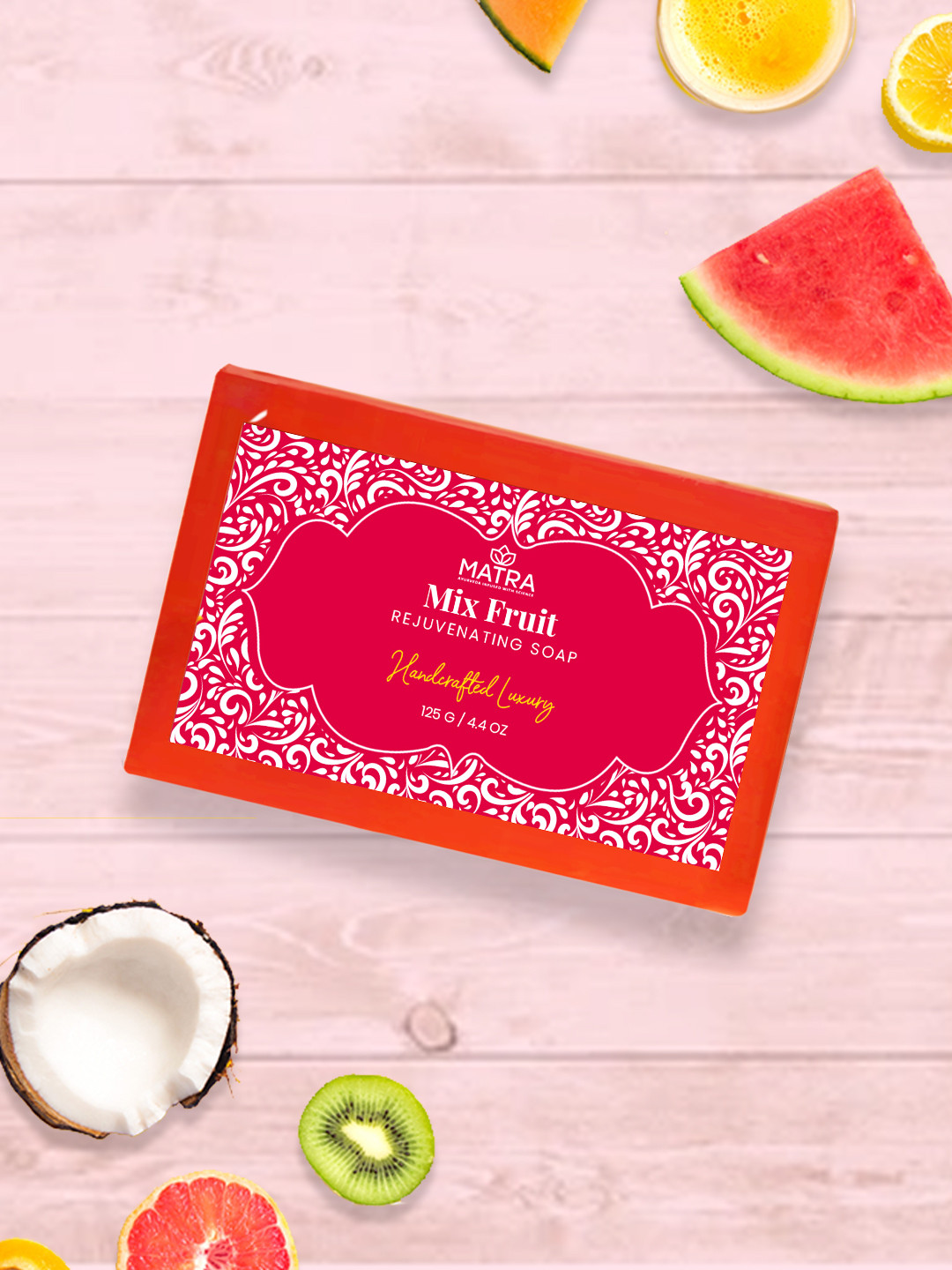 

MATRA Handcrafted Luxury Mix Fruit Rejuvenating Soap - 125g, Red