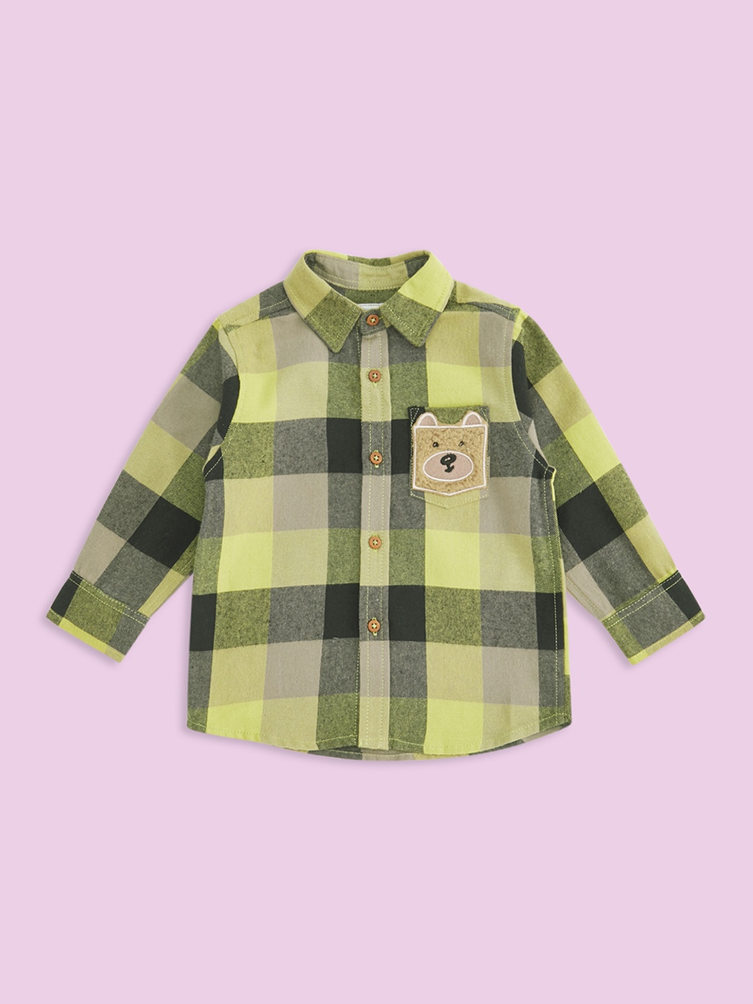 

Pantaloons Baby Boys Buffalo Checks Casual Cotton Shirt, Olive