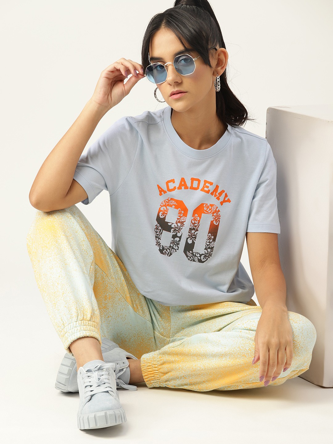

DressBerry Women Turquoise Blue Printed T-shirt