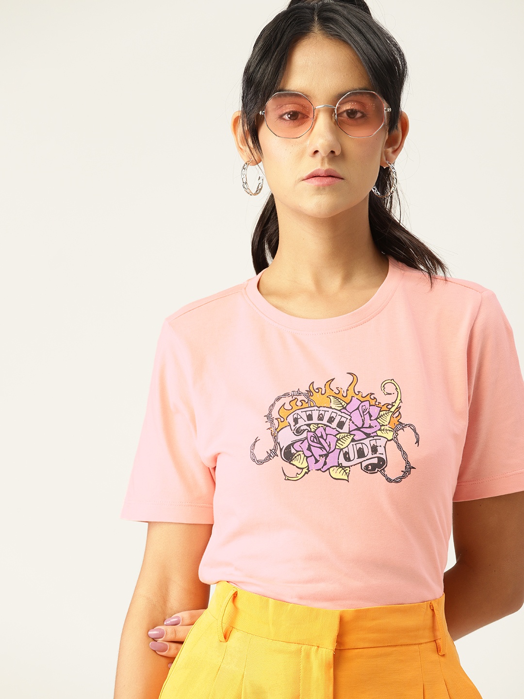 

DressBerry Women Coral Printed T-shirt
