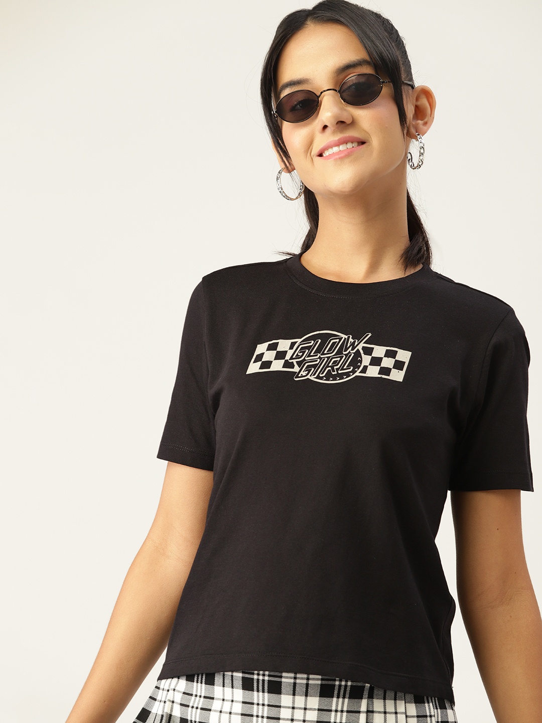 

DressBerry Women Black Printed T-shirt