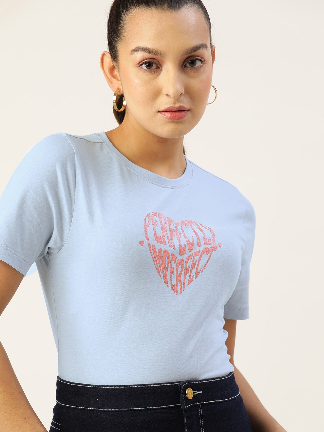 

DressBerry Women Typography Printed T-shirt, Blue