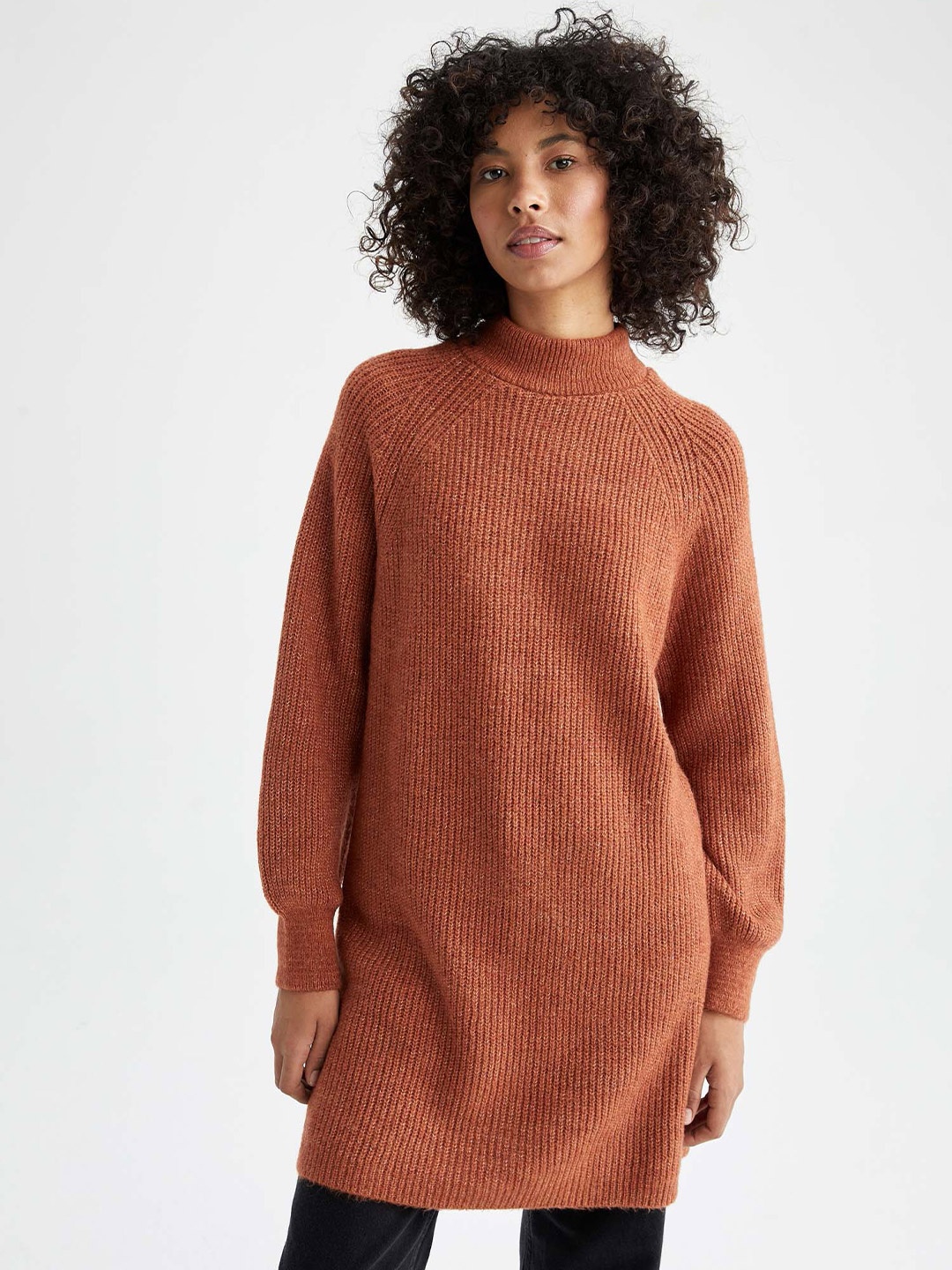 

DeFacto Women Orange Longline Acrylic Pullover