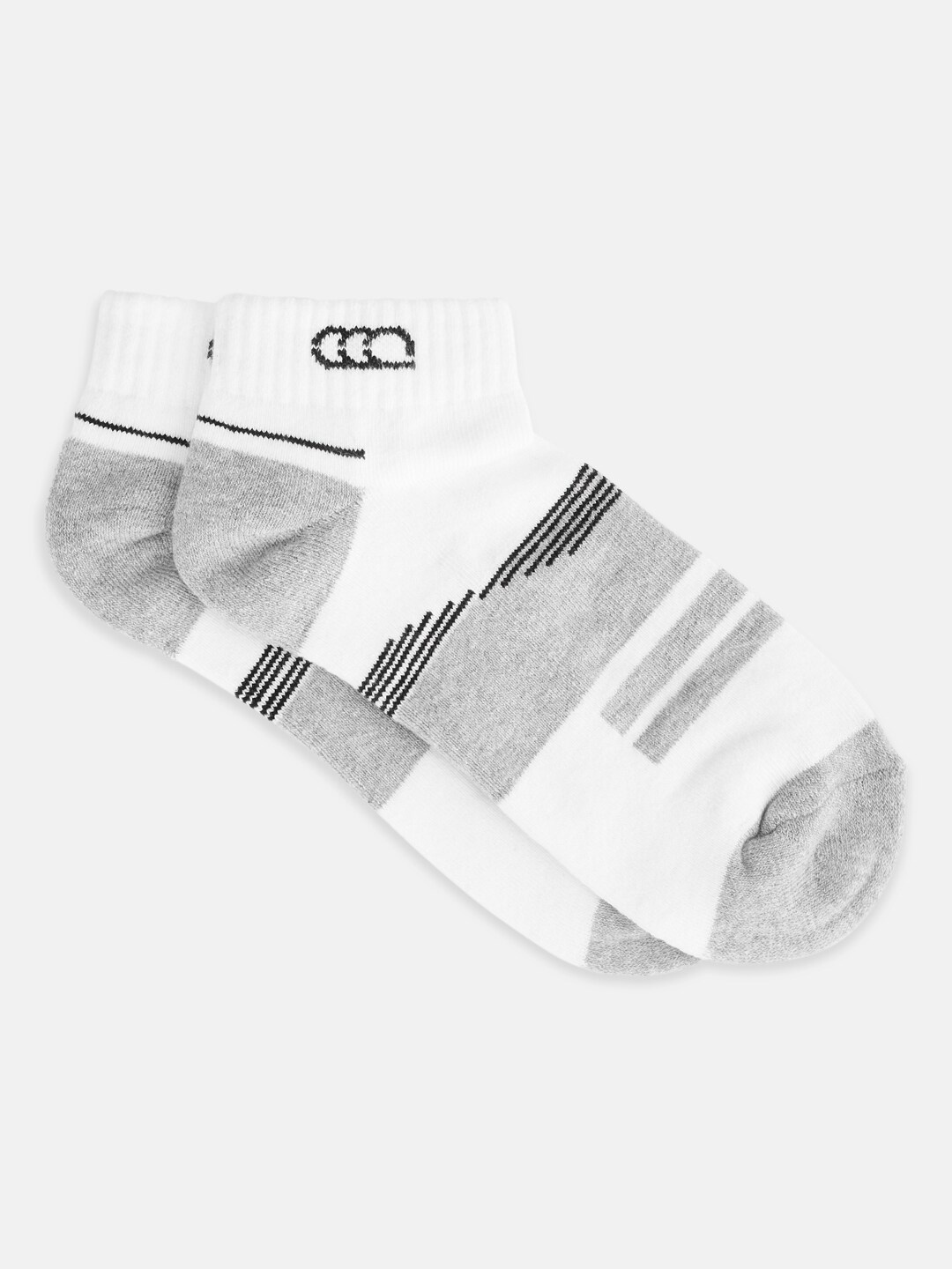 

Ajile by Pantaloons Men White & Grey Colourblocked Ankle Length Socks