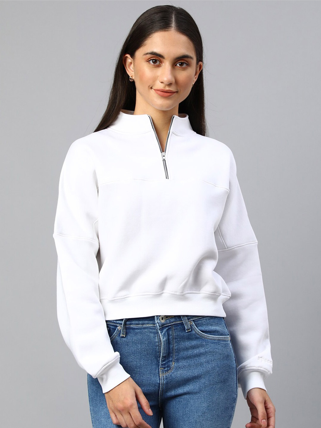 

Xpose Women White Solid Wool Sweatshirt
