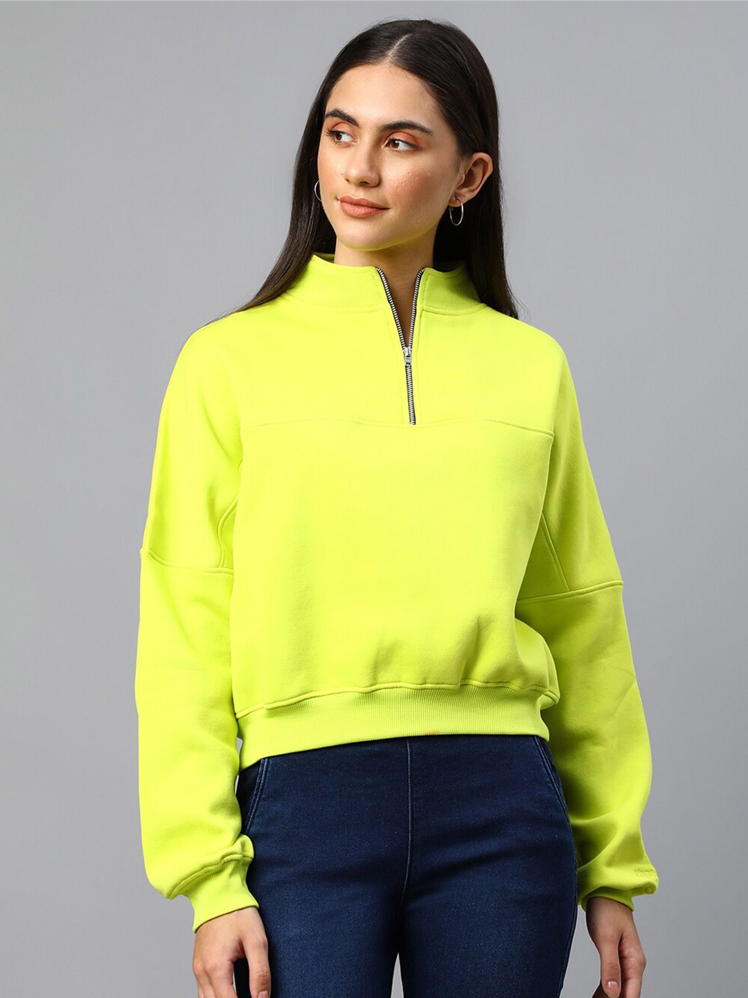 

Xpose Women Green Solid Wool Sweatshirt