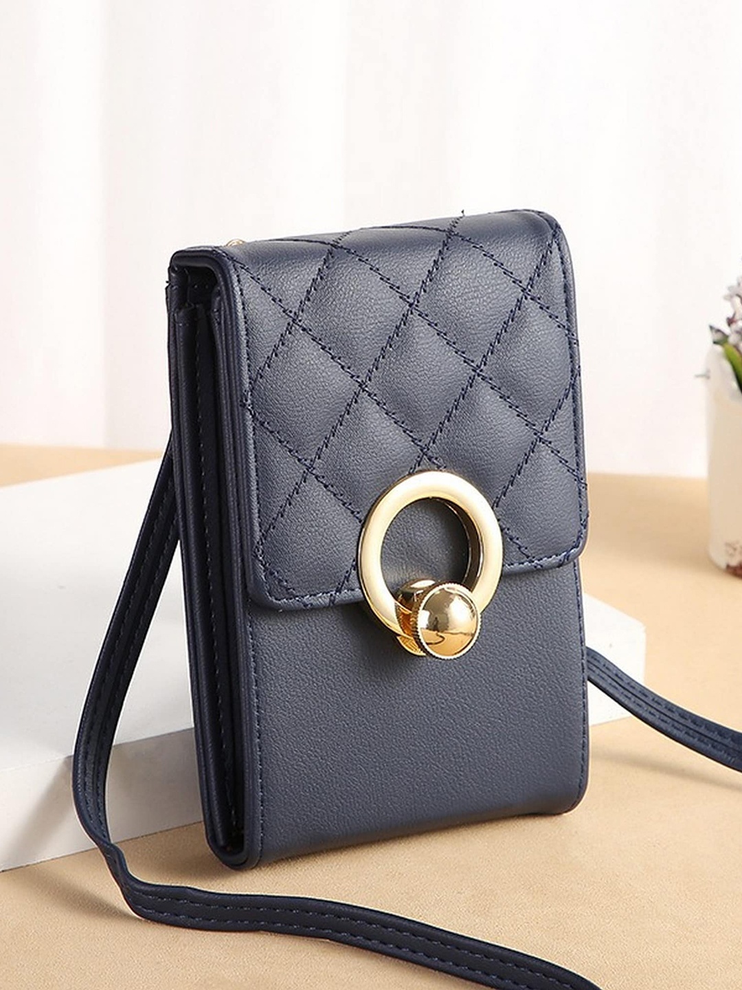 

Diva Dale Blue PU Structured Sling Bag
