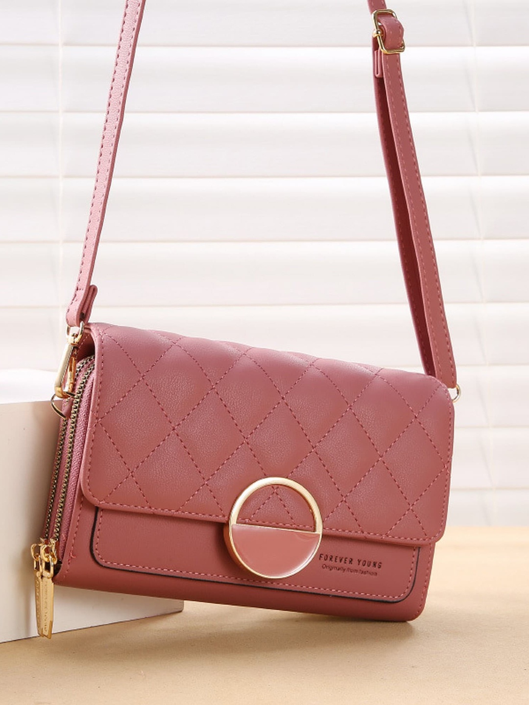 

Diva Dale Pink Textured Structured Sling Bag