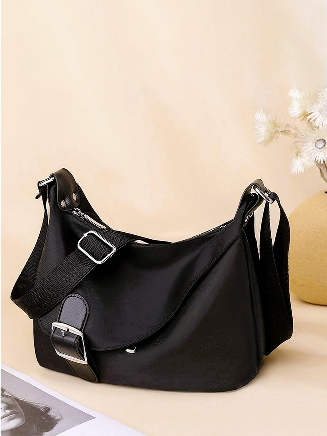 

Diva Dale Black Structured Sling Bag