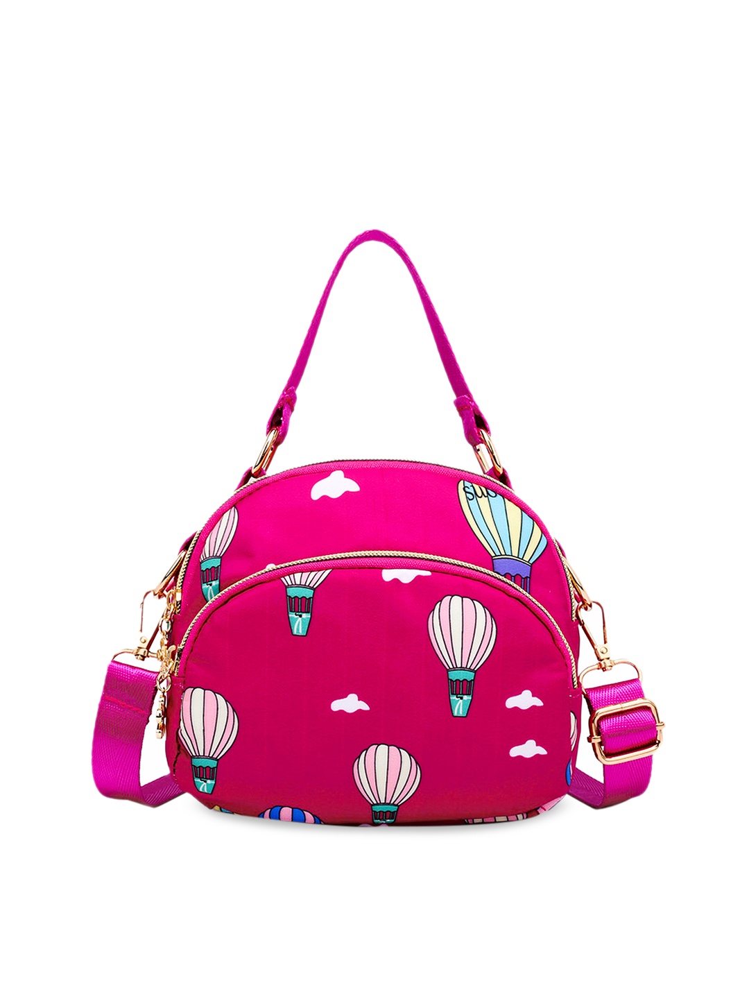 

Diva Dale Pink Printed Structured Handheld Bag