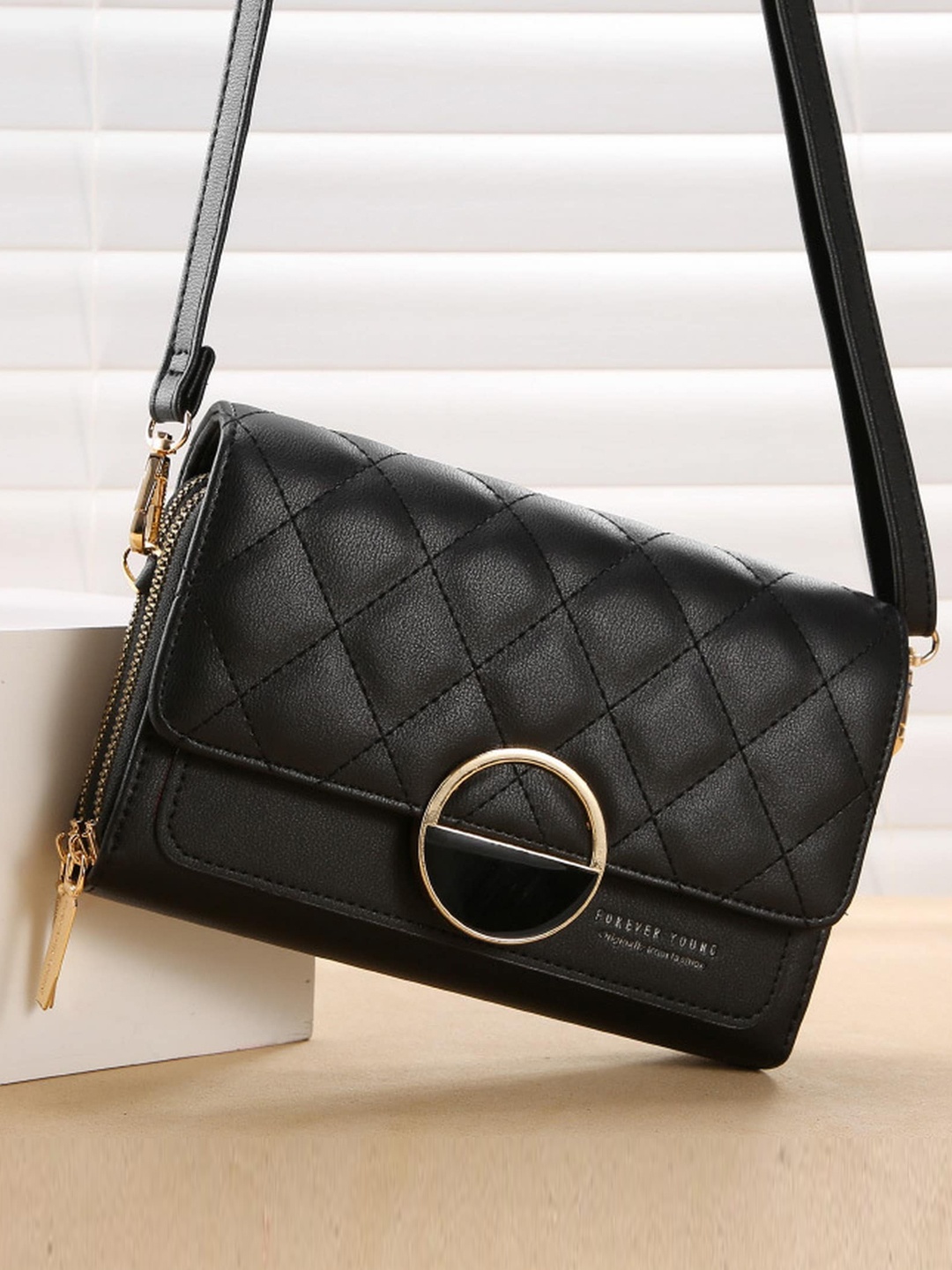 

Diva Dale Black Textured Structured Sling Bag