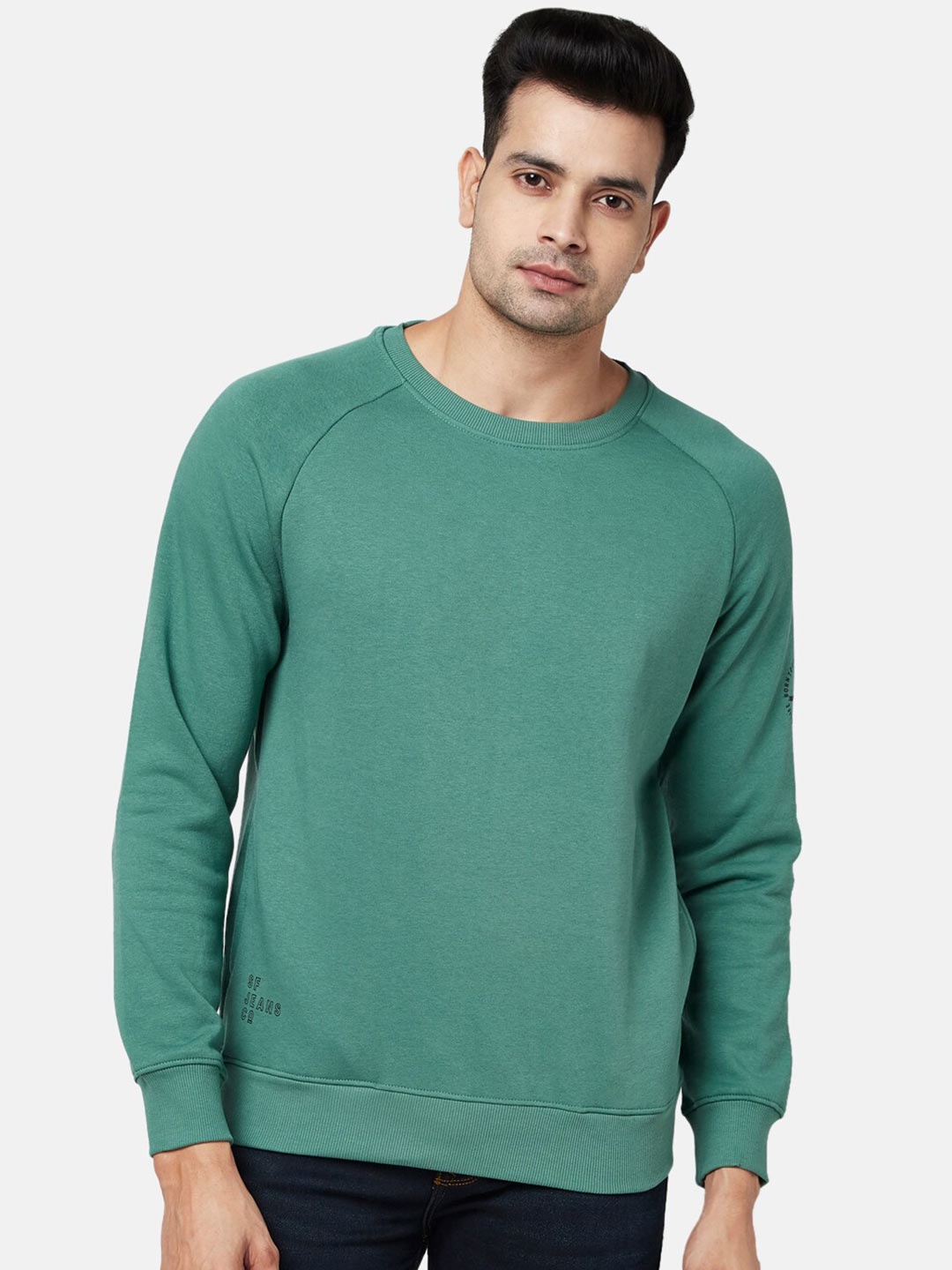 

SF JEANS by Pantaloons Men Green Cotton Sweatshirt