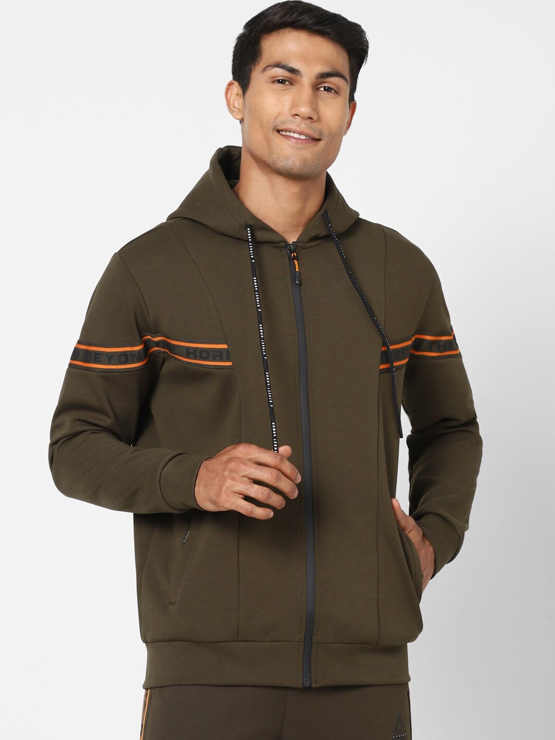

Street Armor by Pantaloons Men Olive Green Hooded Cotton Sweatshirt