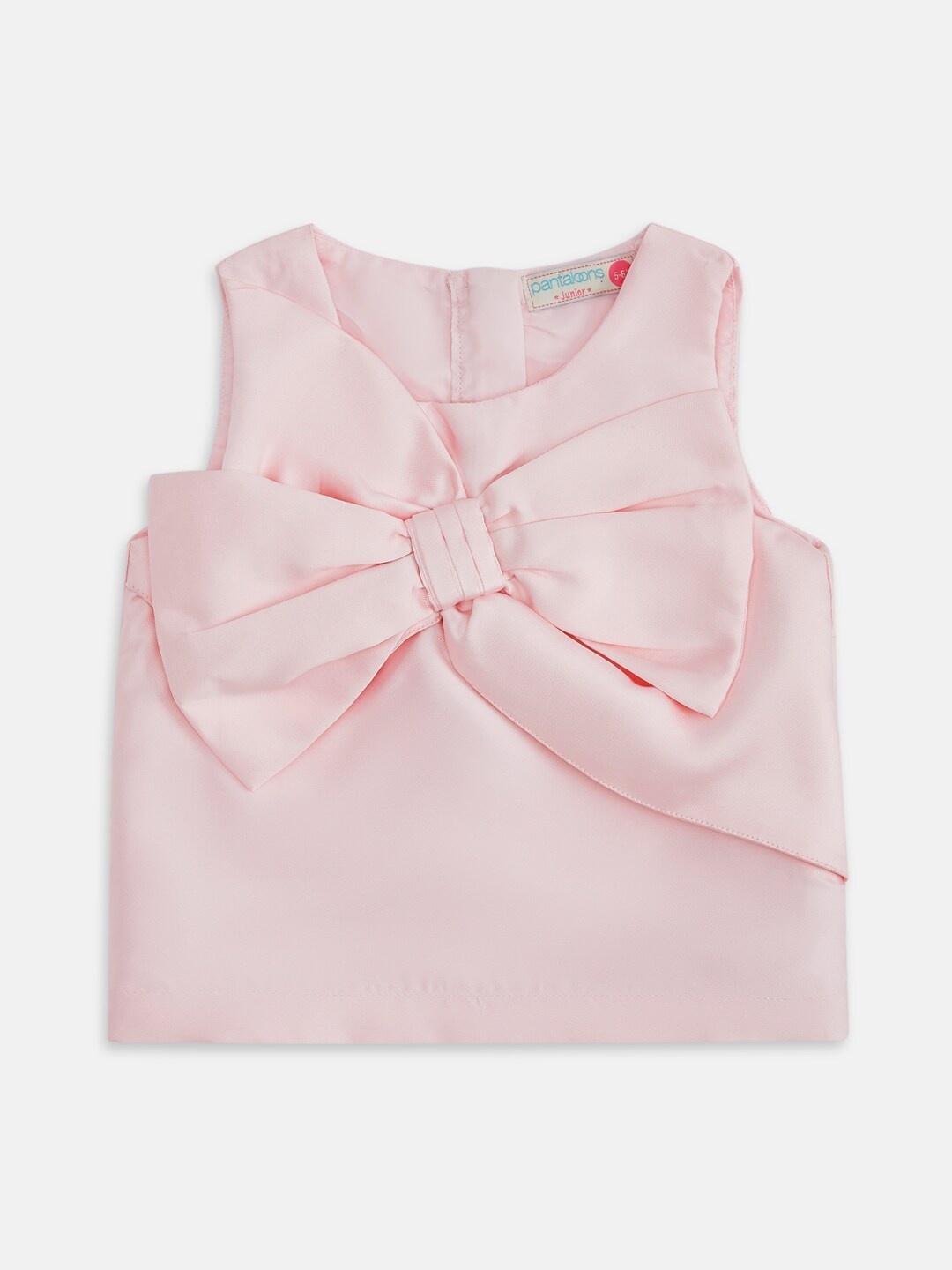 

Pantaloons Junior Girls Pink Pure Cotton Top with Bow Detail
