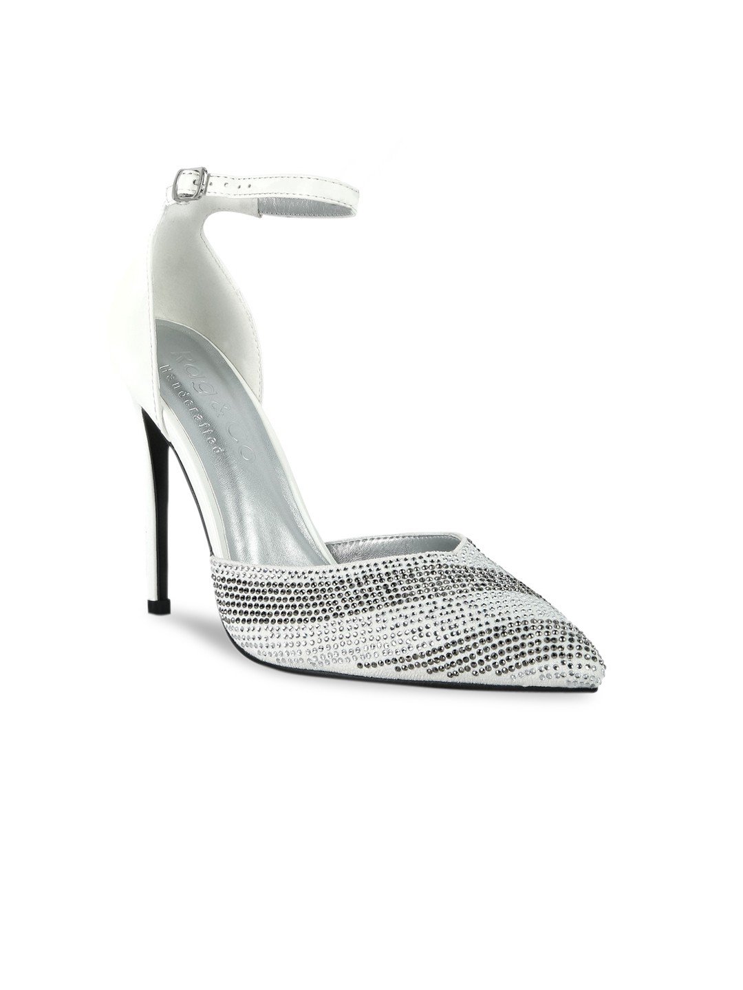 

RAG & CO Women White Embellished PU Party Stiletto Pumps
