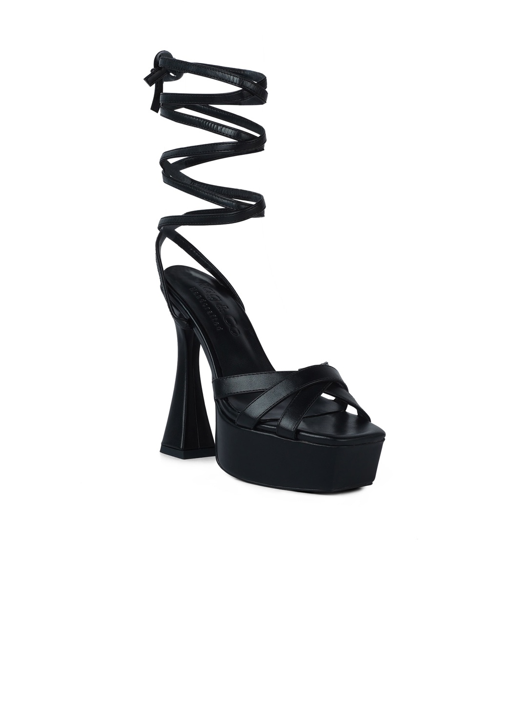 

RAG & CO Women Black PU Party Block Gladiators