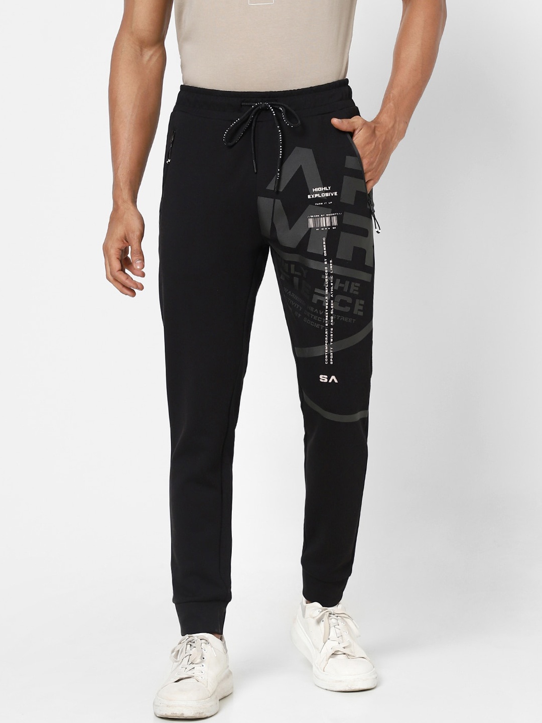 

Street Armor by Pantaloons Men Black Printed Joggers