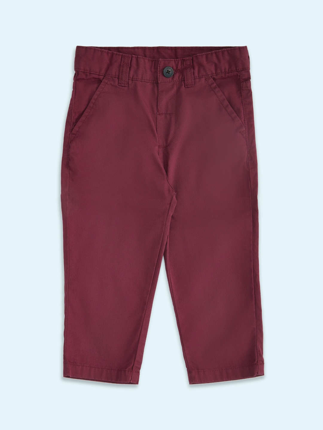 

Pantaloons Baby Boys Maroon Low-Rise Chinos Cotton Trousers
