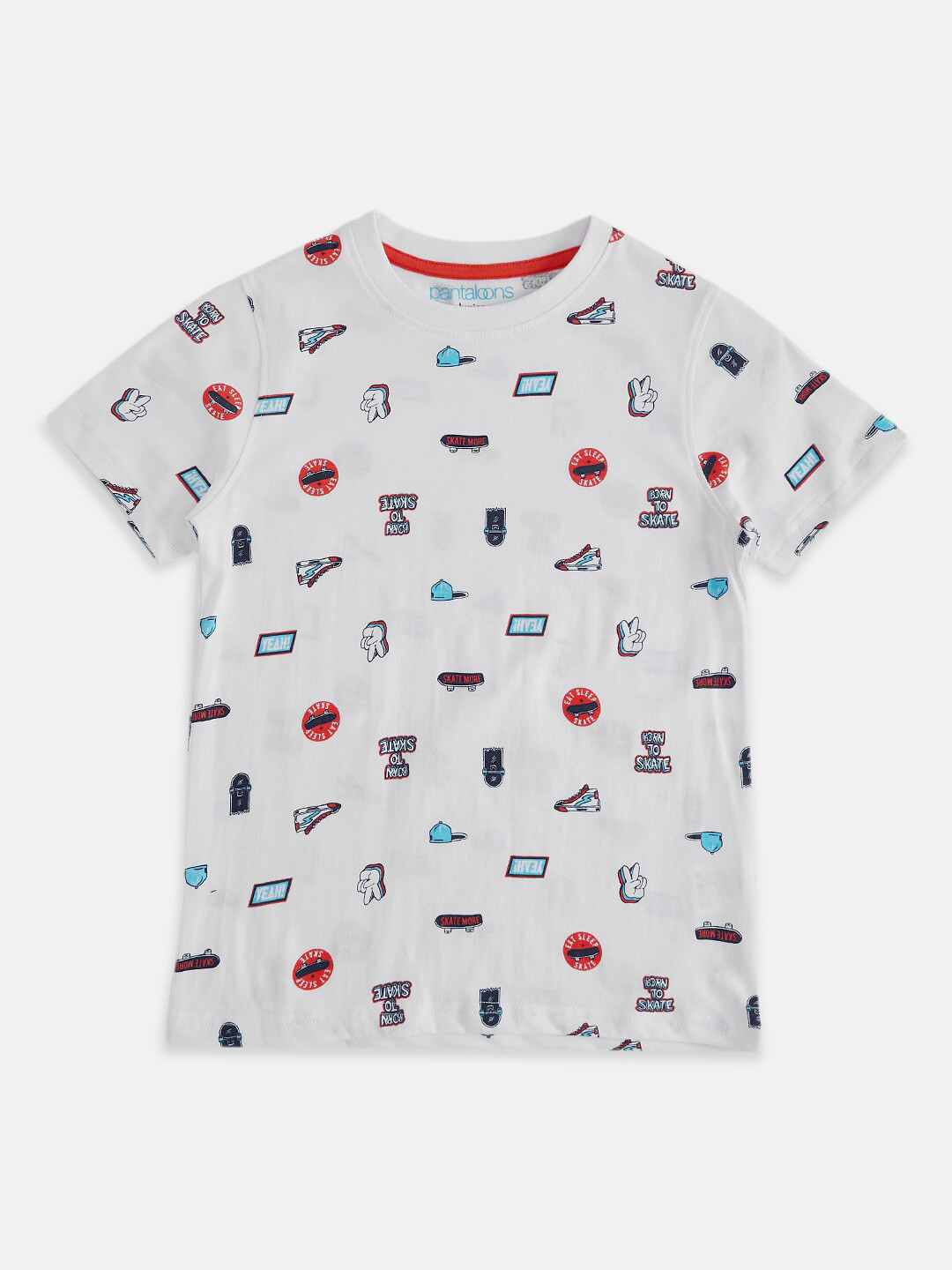 

Pantaloons Junior Boys White Printed Cotton T-shirt