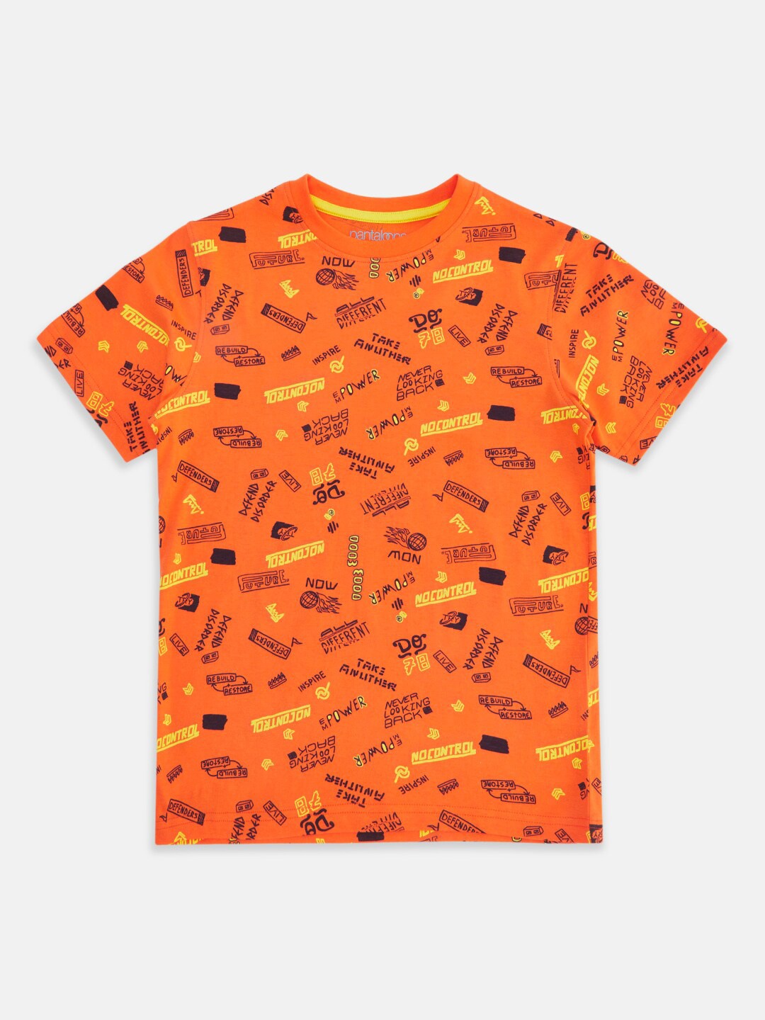 

Pantaloons Junior Boys Orange Printed Cotton T-shirt