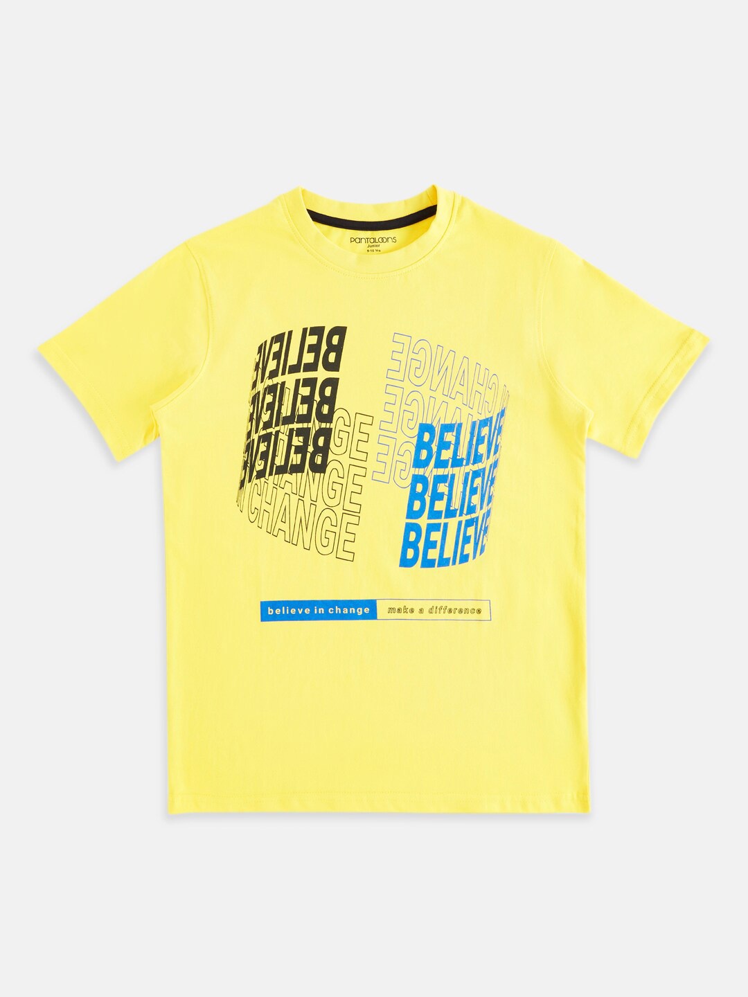 

Pantaloons Junior Boys Yellow Typography Printed Cotton T-shirt