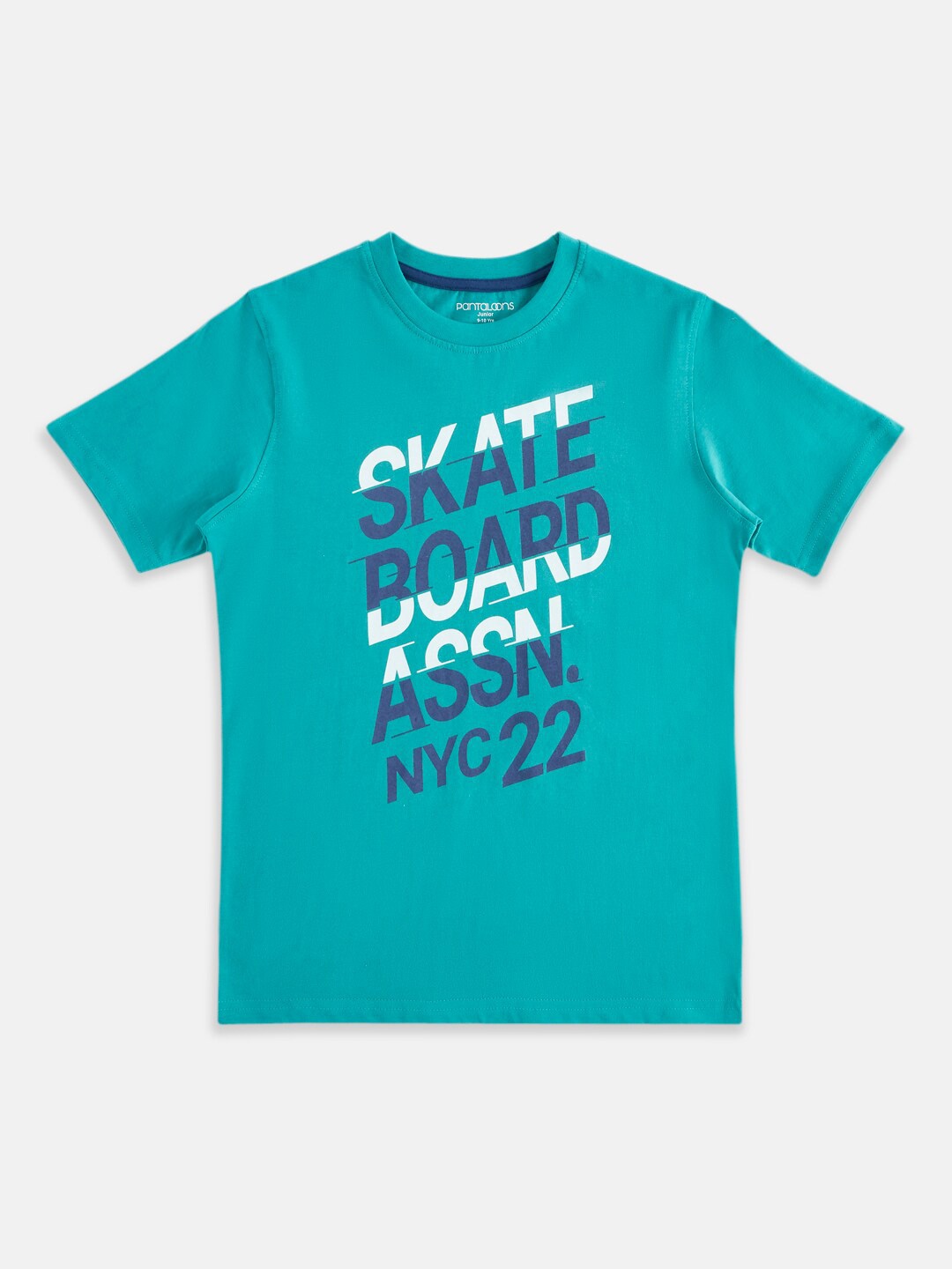 

Pantaloons Junior Boys Blue Typography Printed Cotton T-shirt