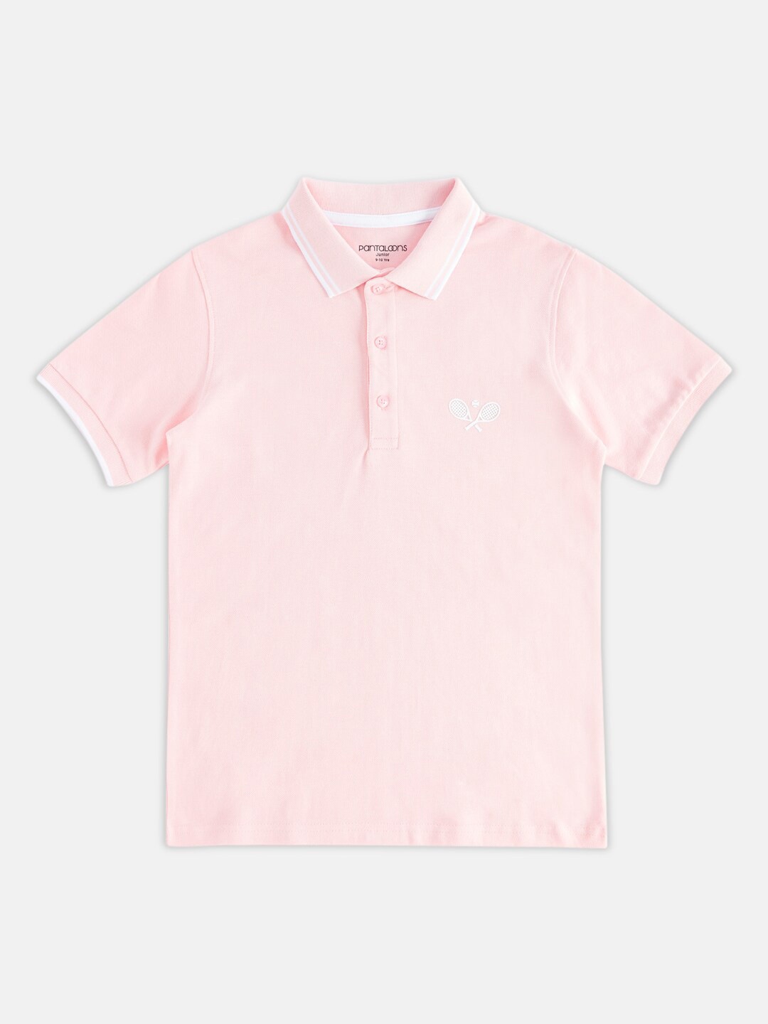 

Pantaloons Junior Boys Pink Solid Polo Collar Cotton T-shirt