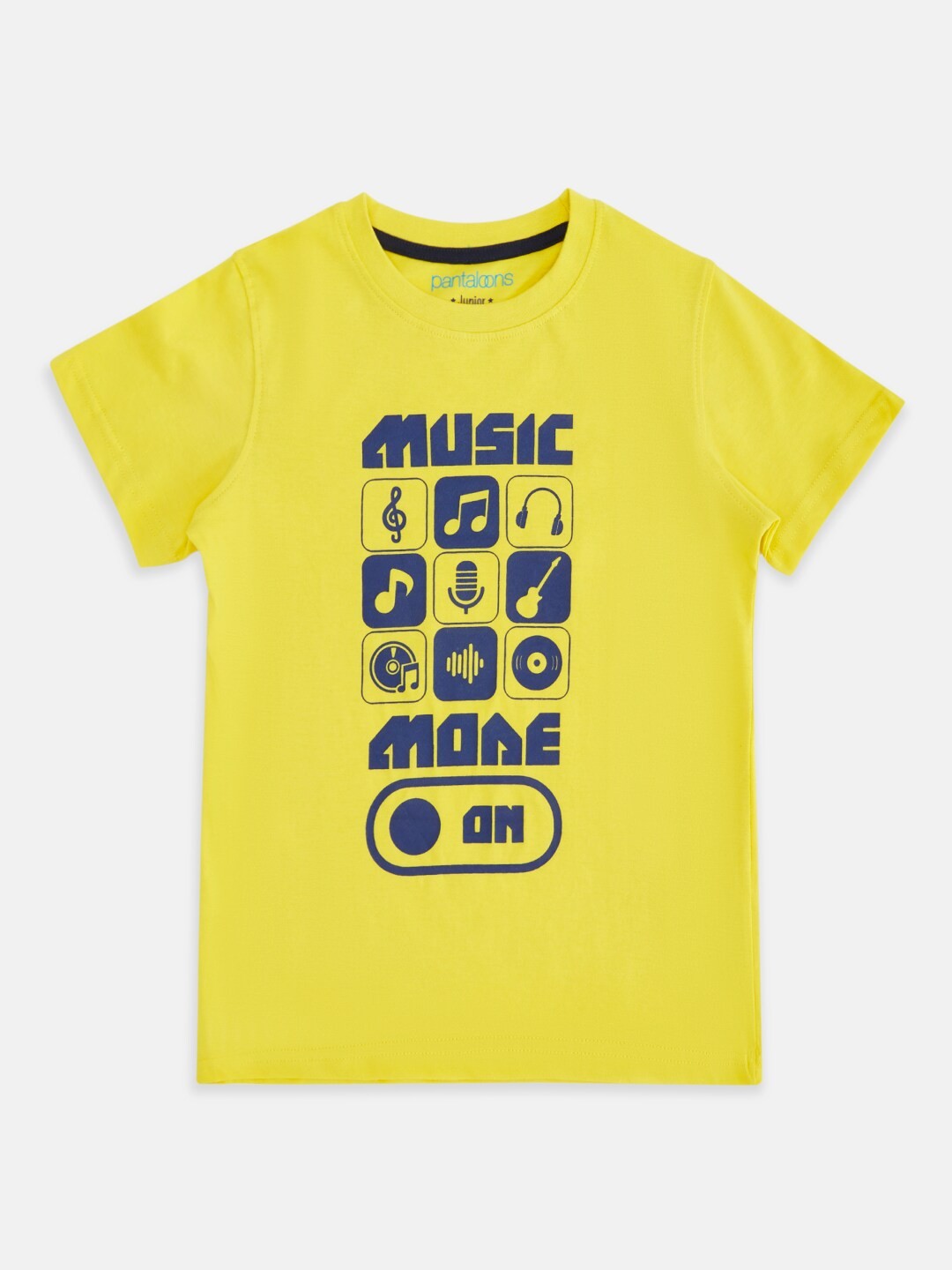 

Pantaloons Junior Boys Yellow Printed Cotton T-shirt