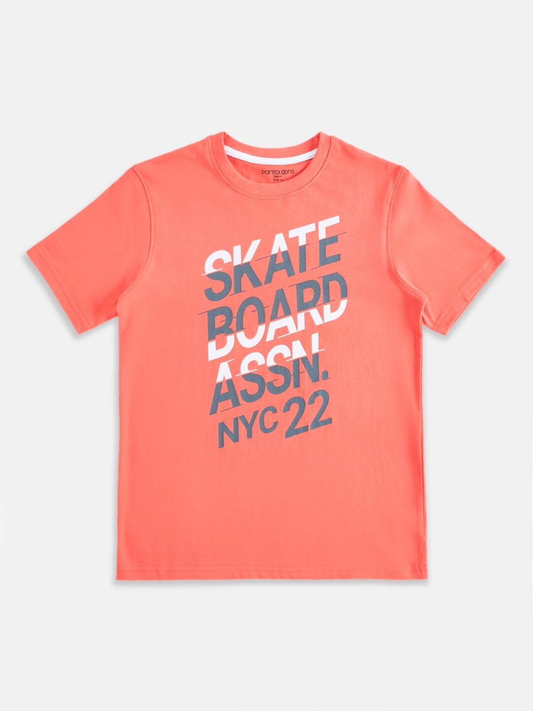 

Pantaloons Junior Boys Coral Typography Printed Cotton T-shirt